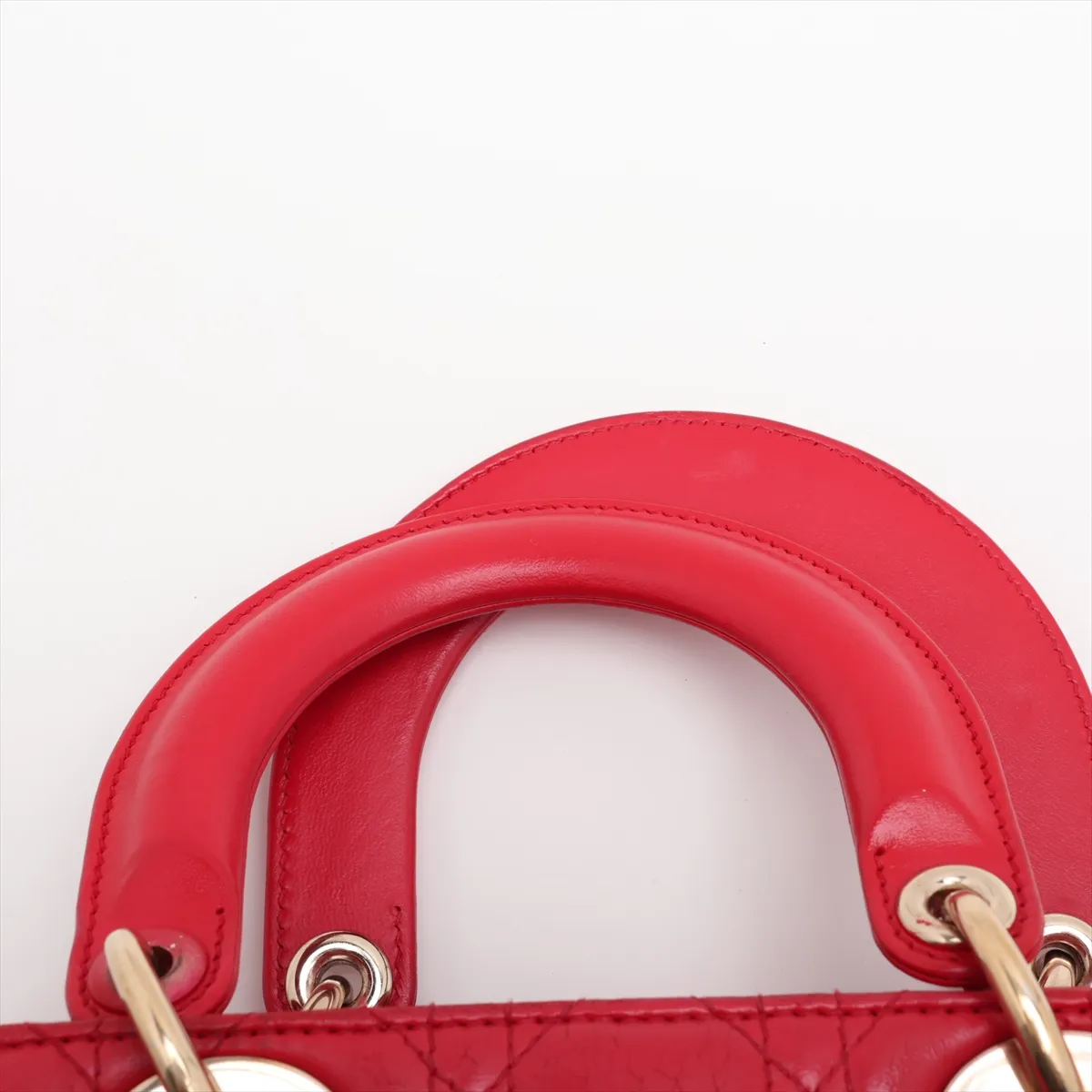 Cannage My Lady Dior Leather 2-Way Handbag, Red — view 6