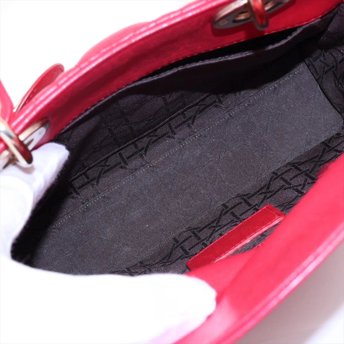 Cannage My Lady Dior Leather 2-Way Handbag, Red — view 8