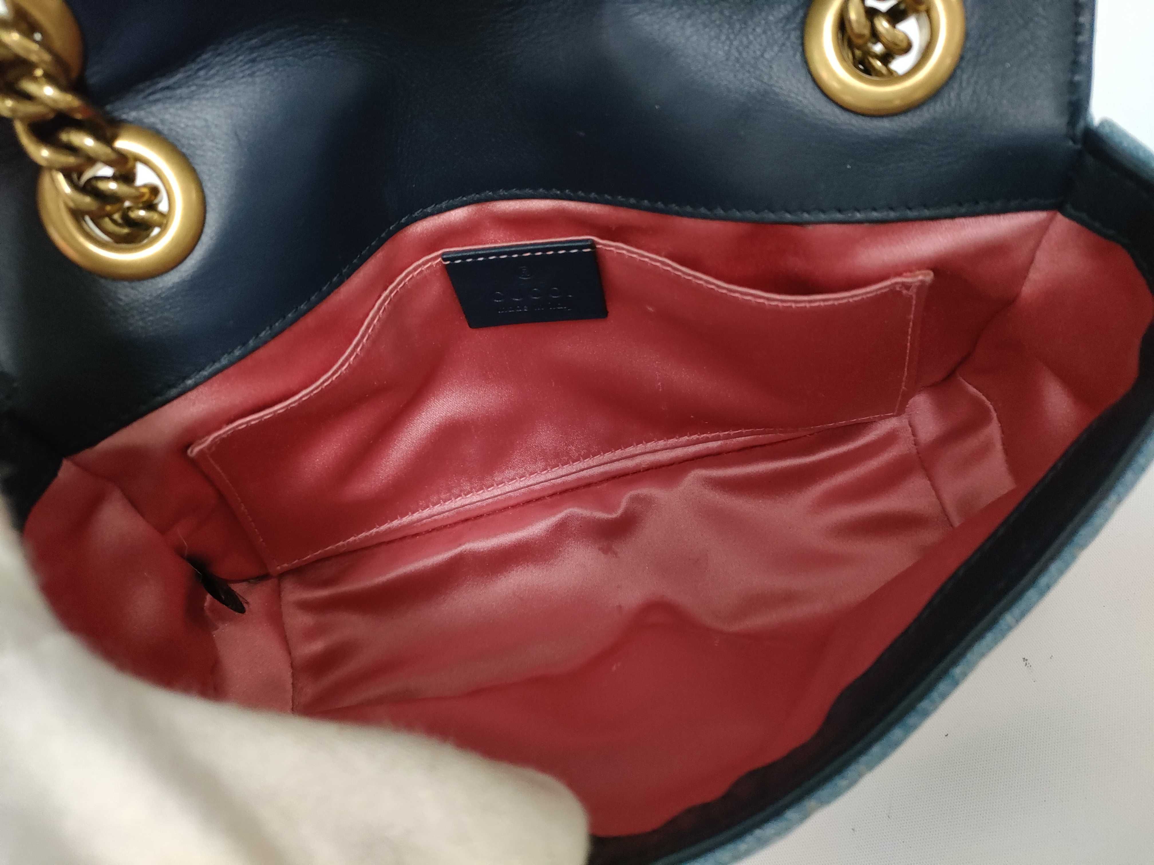 GG FR- GG Marmont Denim Chain Shoulder Bag Blue 446744 Shoulder Bag — view 12