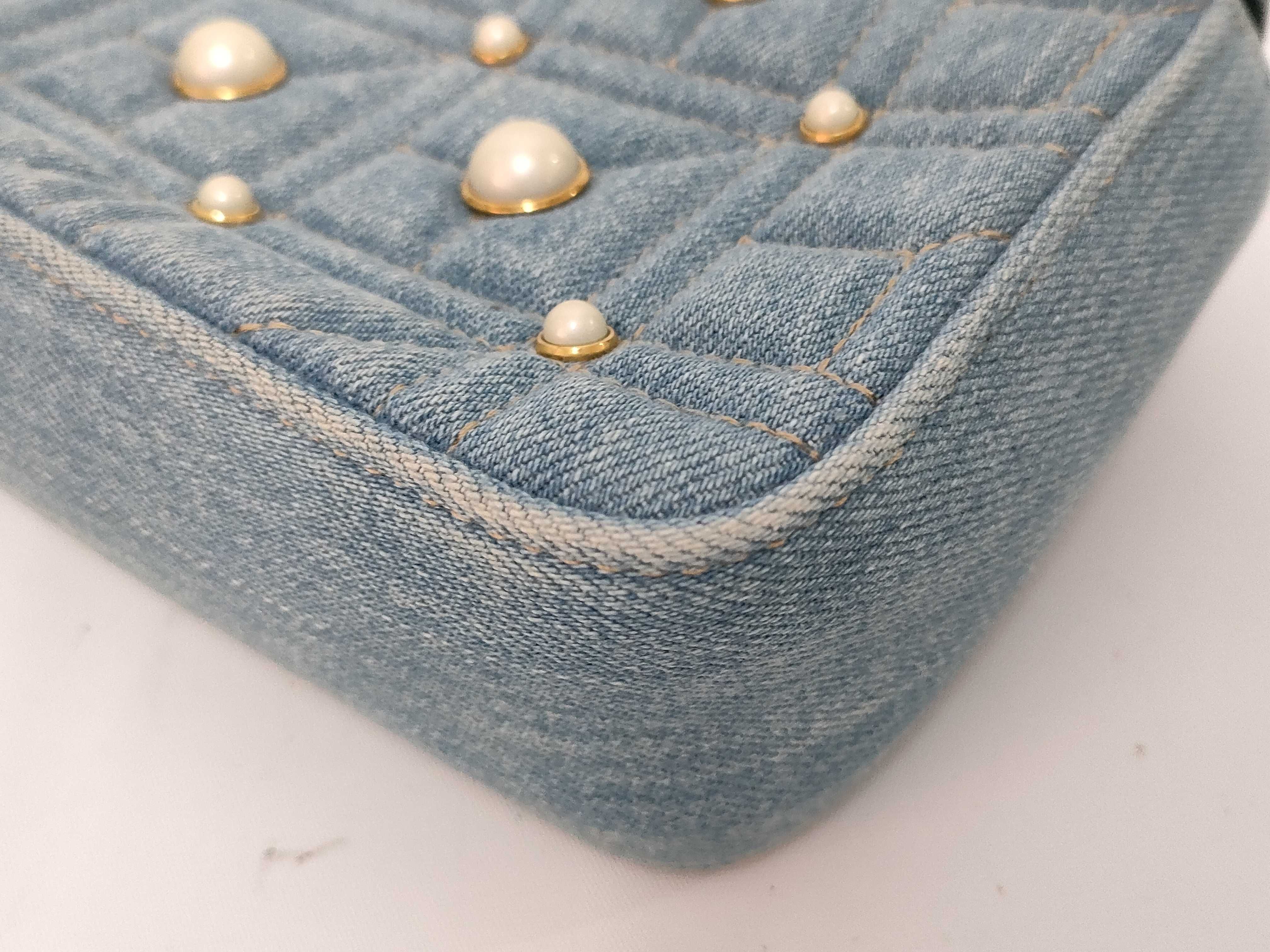 GG FR- GG Marmont Denim Chain Shoulder Bag Blue 446744 Shoulder Bag — view 4