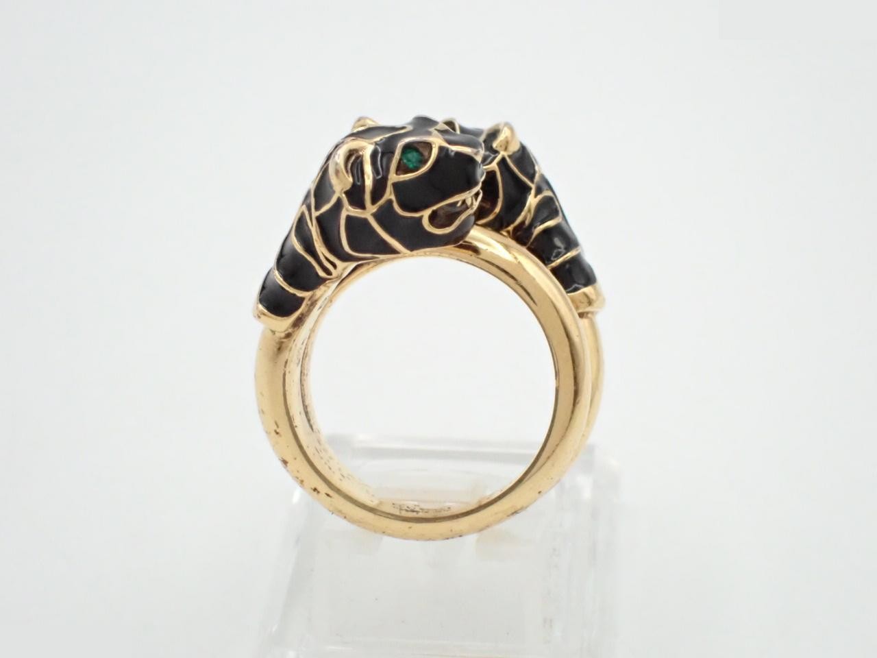 Double Tiger Ring, Engraved 14, Actual Size #13 — view 3