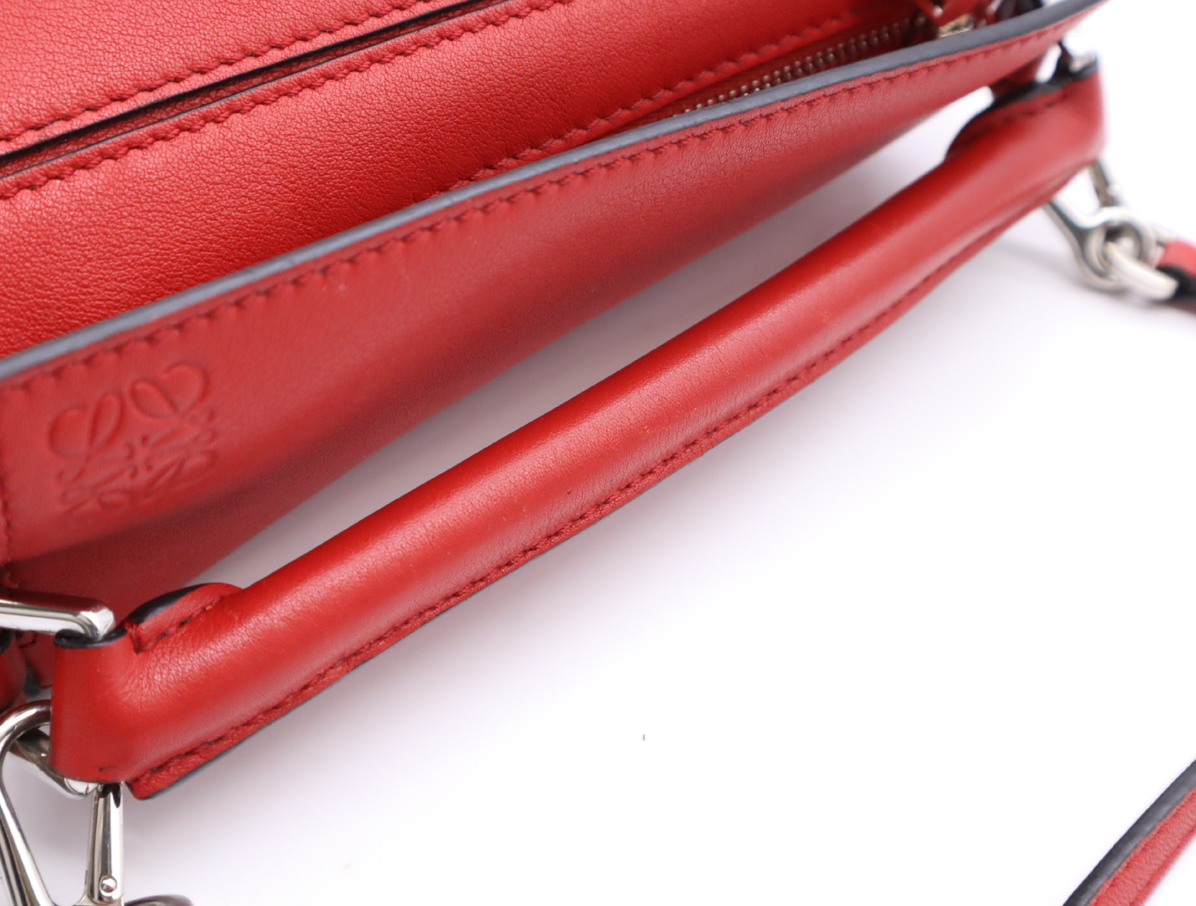 Leather Puzzle Bag Shoulder Bag Red with Shoulder Strap — view 11