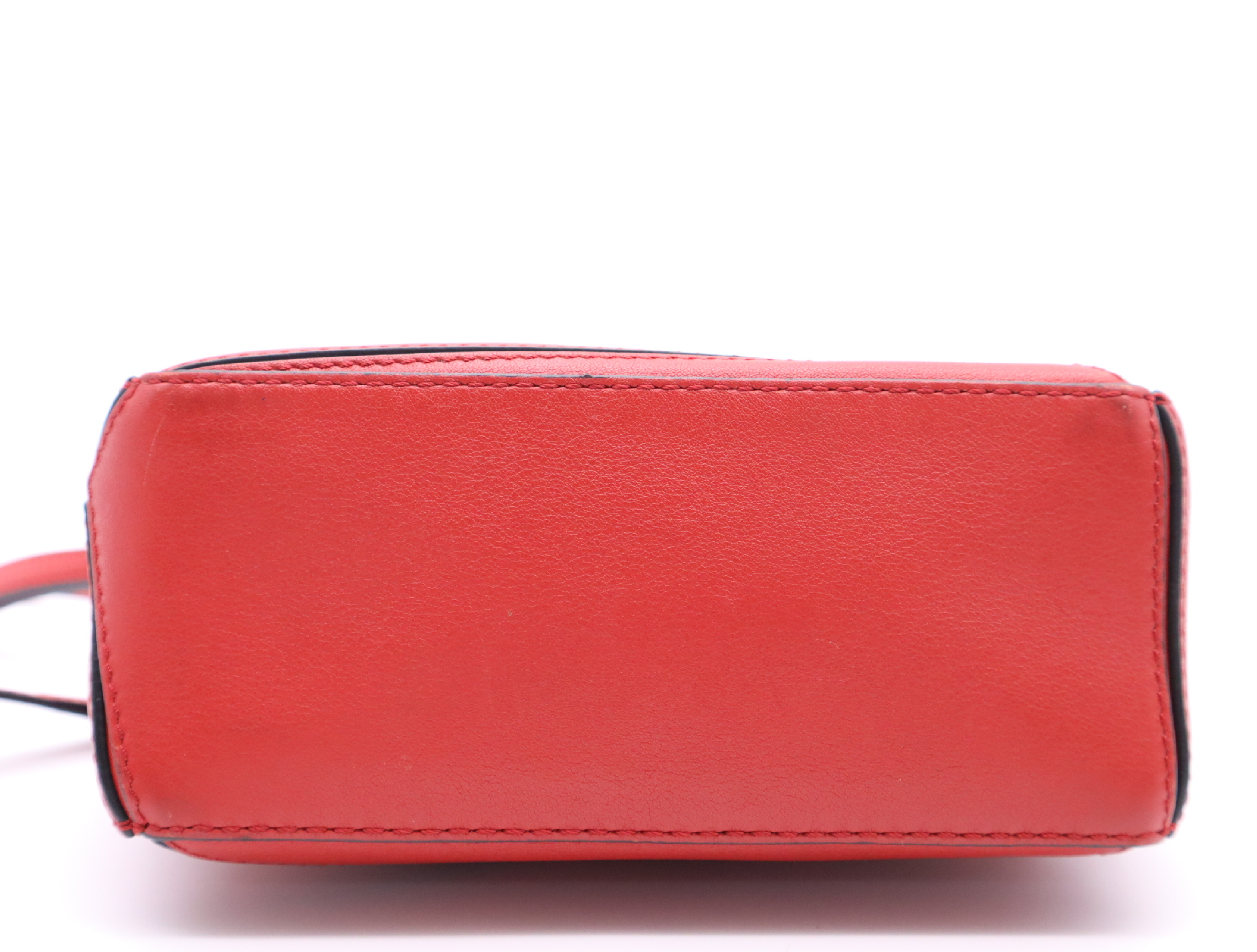 Leather Puzzle Bag Shoulder Bag Red with Shoulder Strap — view 4