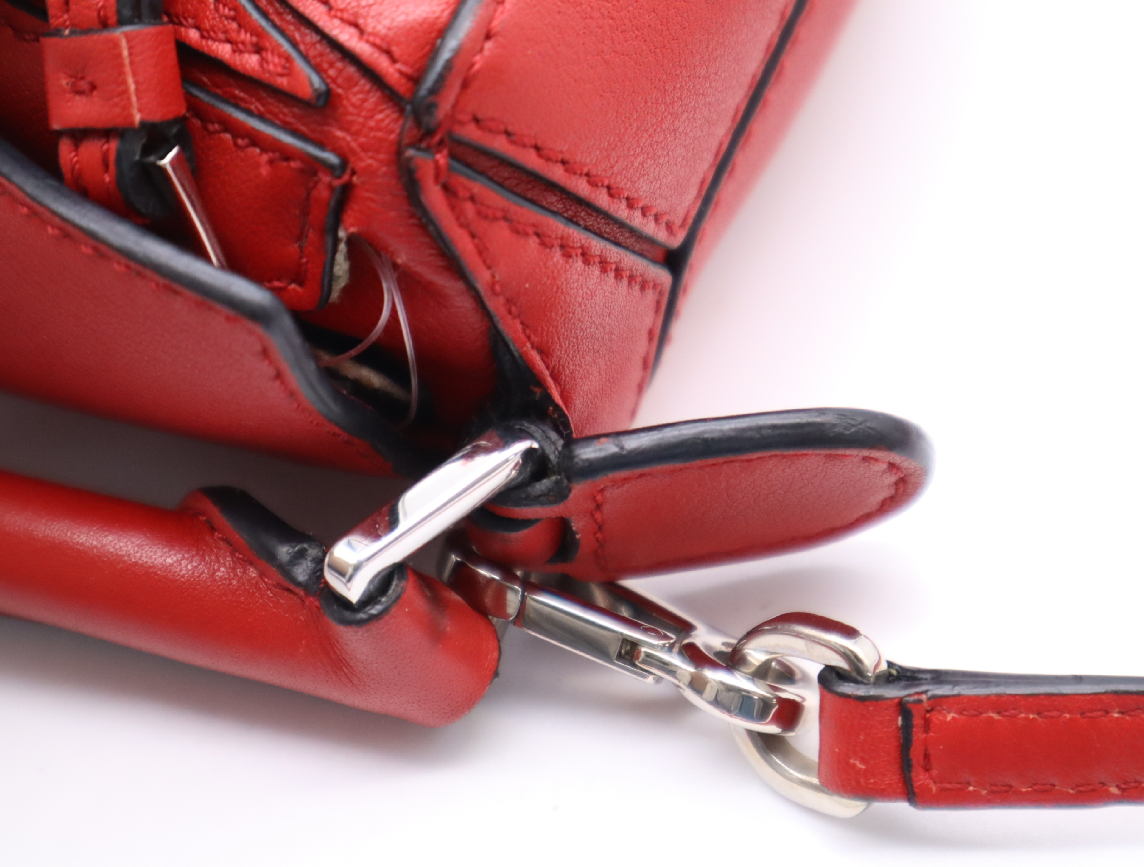 Leather Puzzle Bag Shoulder Bag Red with Shoulder Strap — view 9