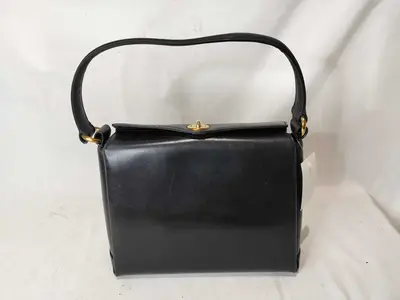 Old Gucci Turnlock Leather Black Handbag