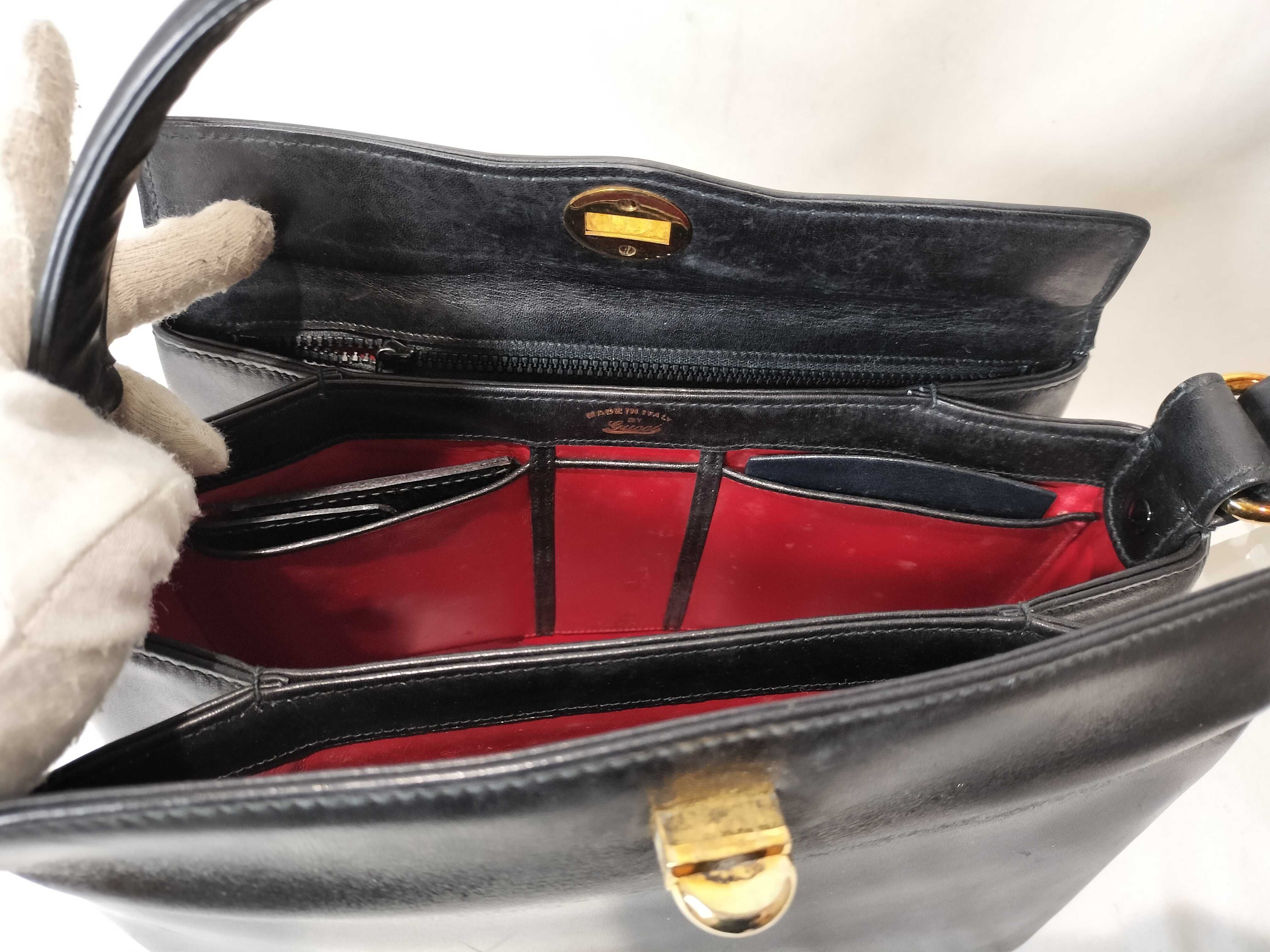 Old Gucci Turnlock Leather Black Handbag — view 9