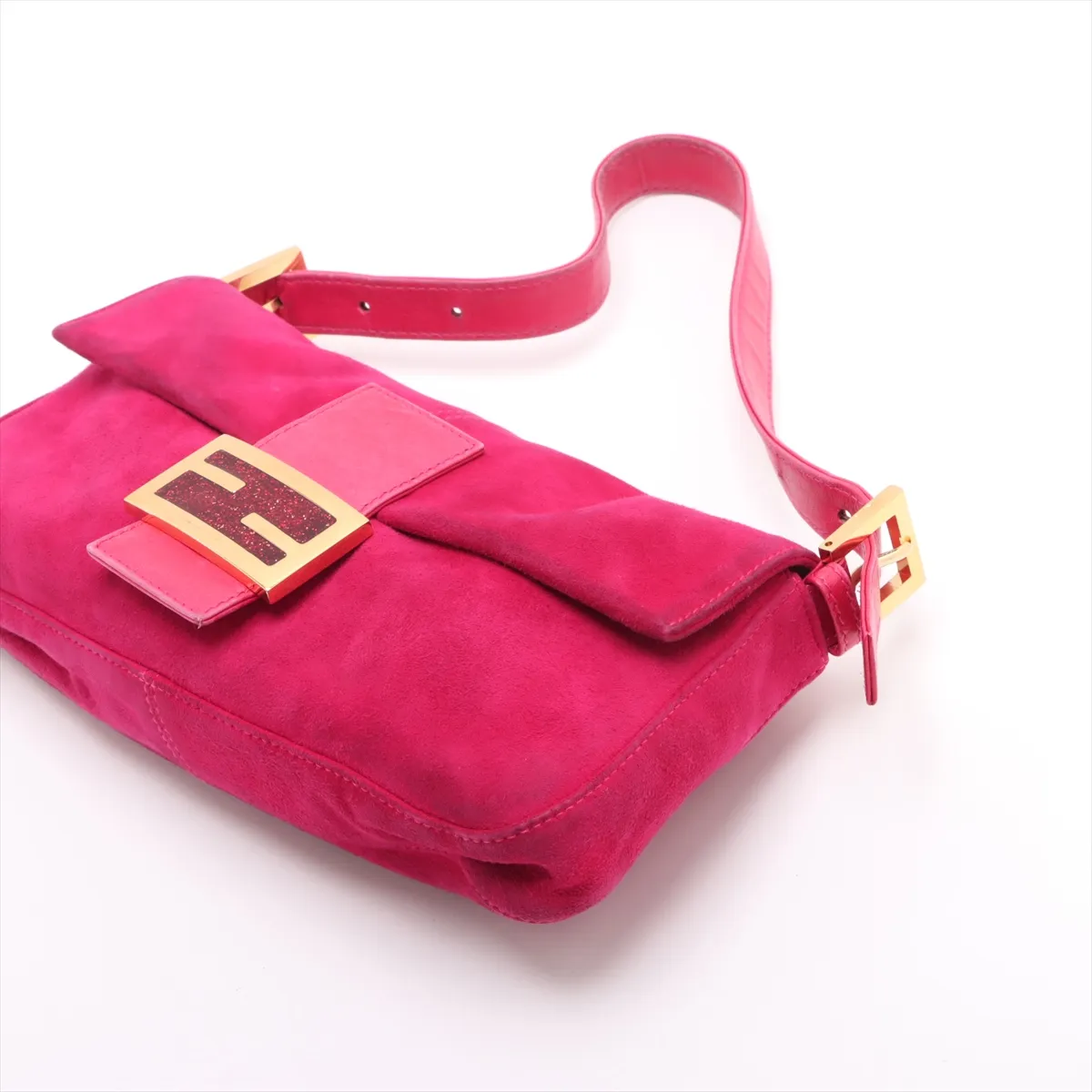 Mamma Bucket Suede x Leather Shoulder Bag Pink 26424 — view 3