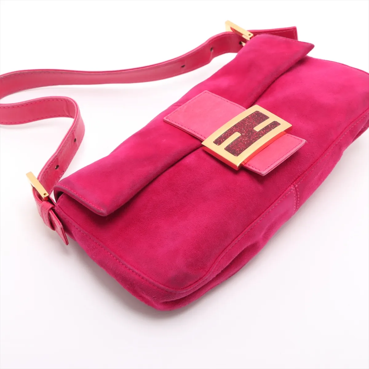 Mamma Bucket Suede x Leather Shoulder Bag Pink 26424 — view 4