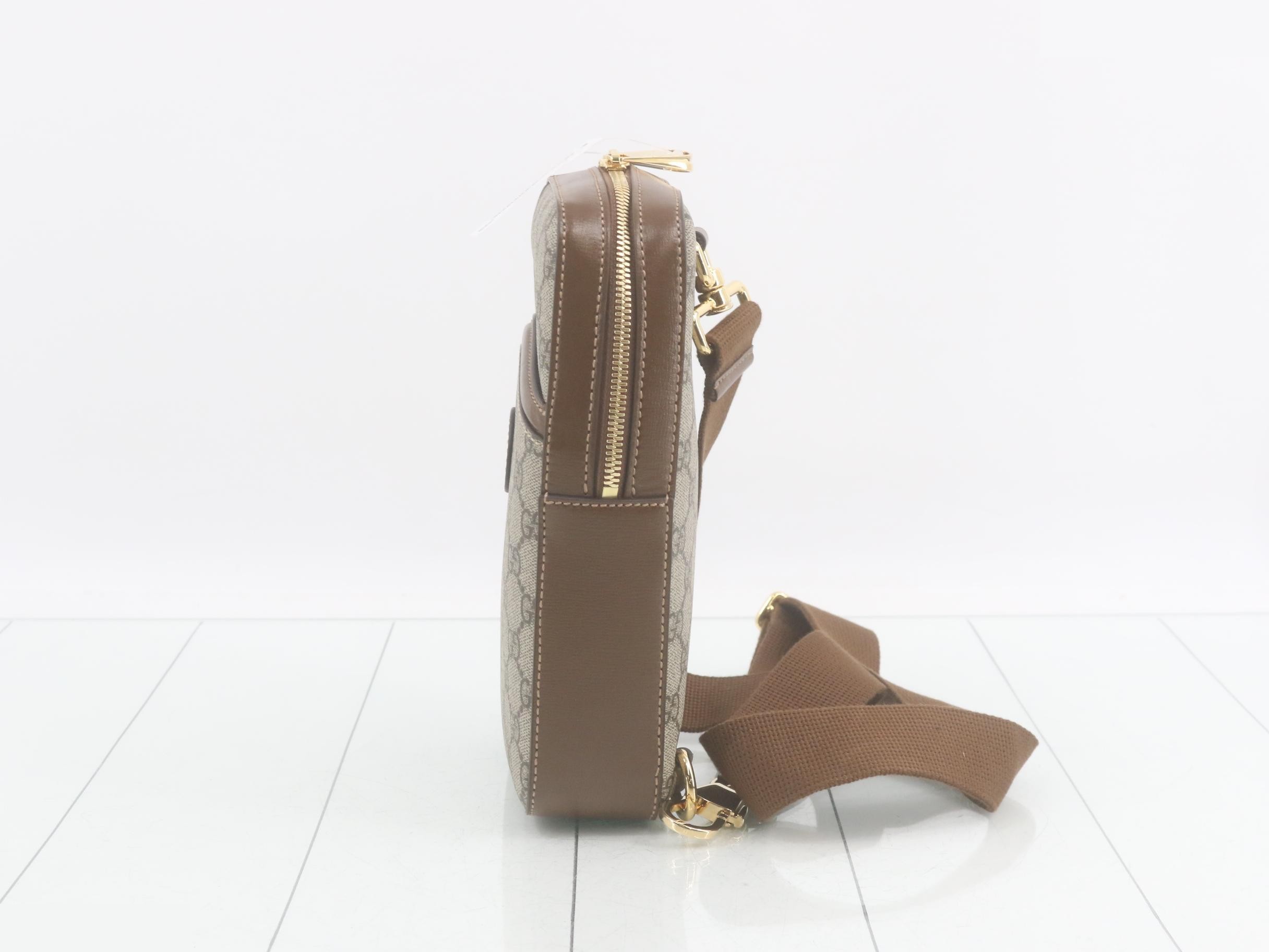 GG Supreme One-Shoulder Bag, PVC/Leather, Brown — view 3