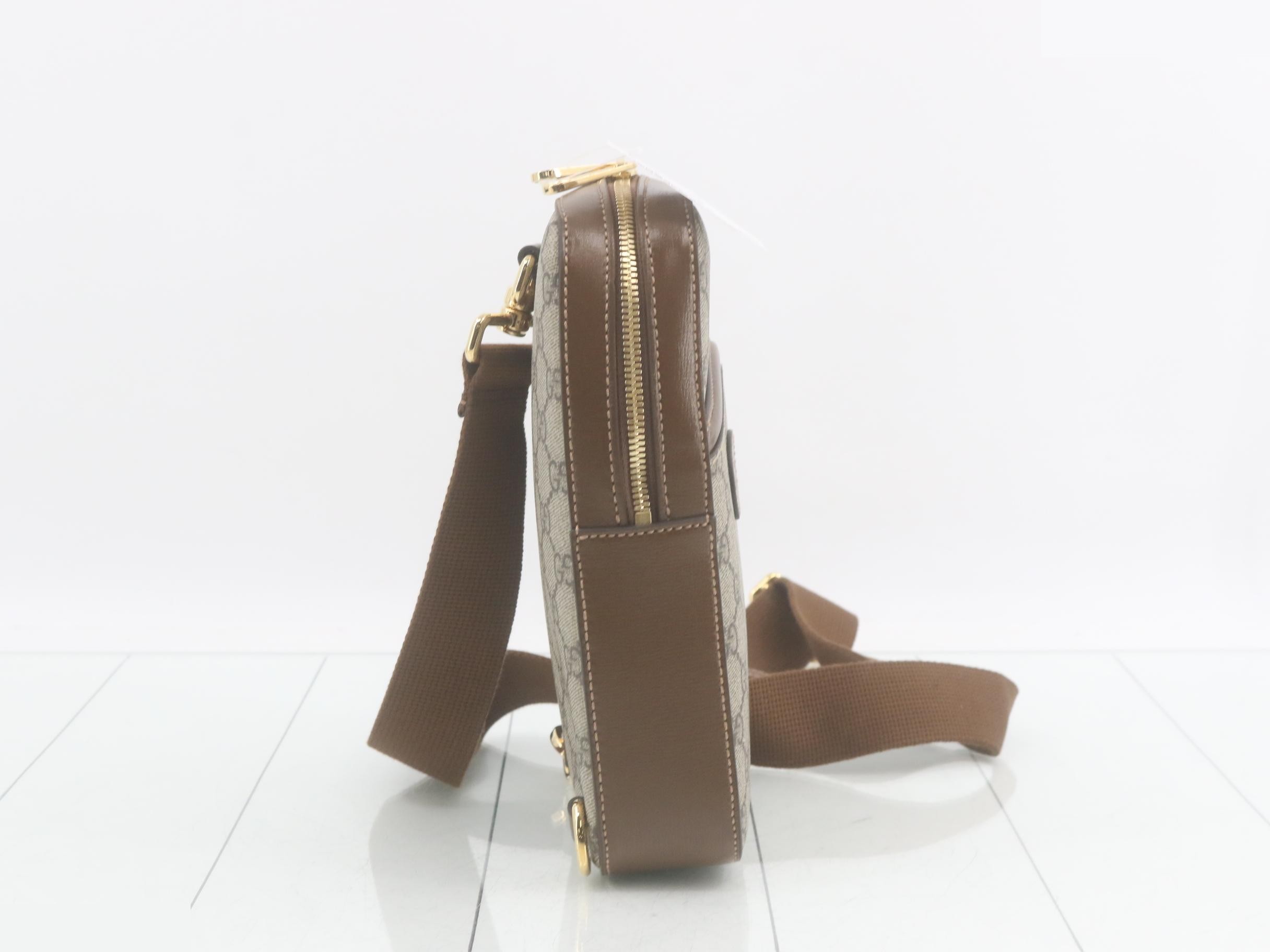 GG Supreme One-Shoulder Bag, PVC/Leather, Brown — view 4