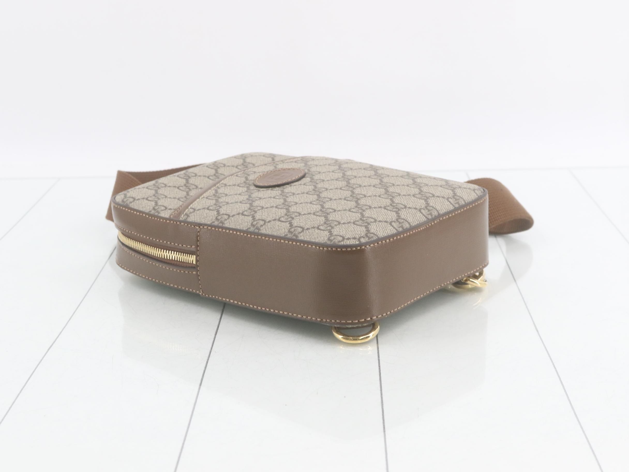 GG Supreme One-Shoulder Bag, PVC/Leather, Brown — view 5
