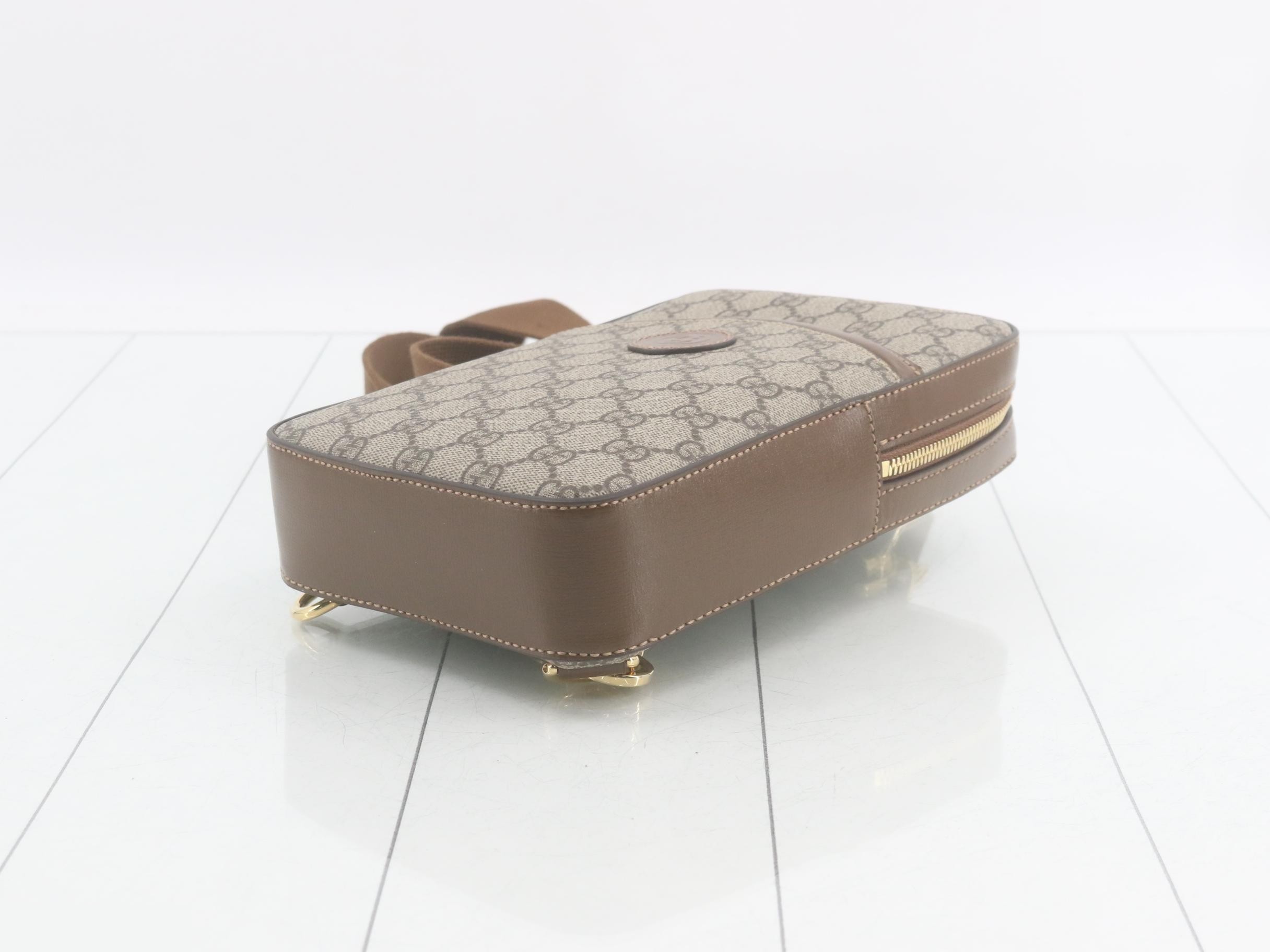 GG Supreme One-Shoulder Bag, PVC/Leather, Brown — view 6