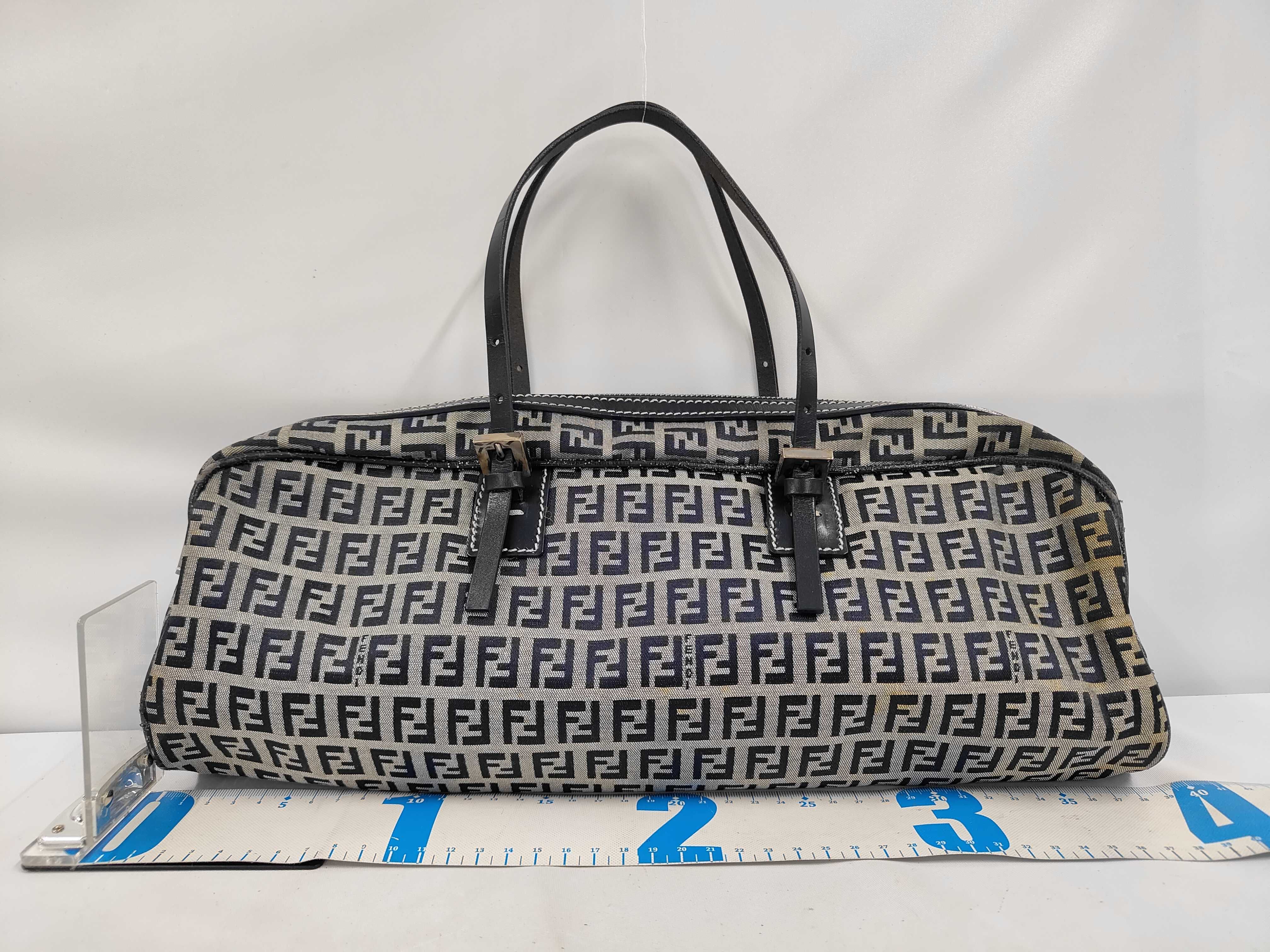Zucchino Mini Boston Bag, Leather & Canvas, Gray Shoulder Bag — view 2