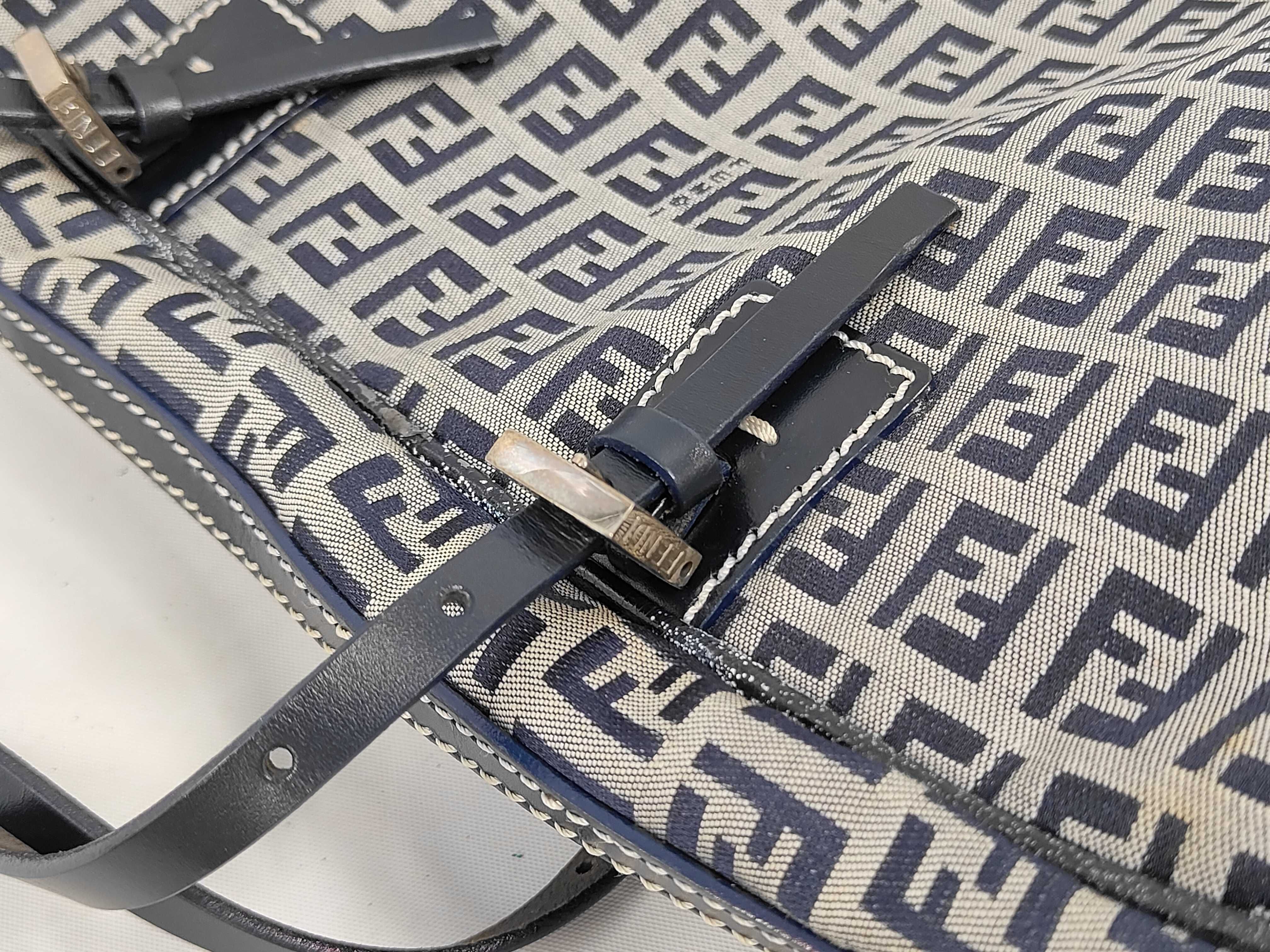 Zucchino Mini Boston Bag, Leather & Canvas, Gray Shoulder Bag — view 6
