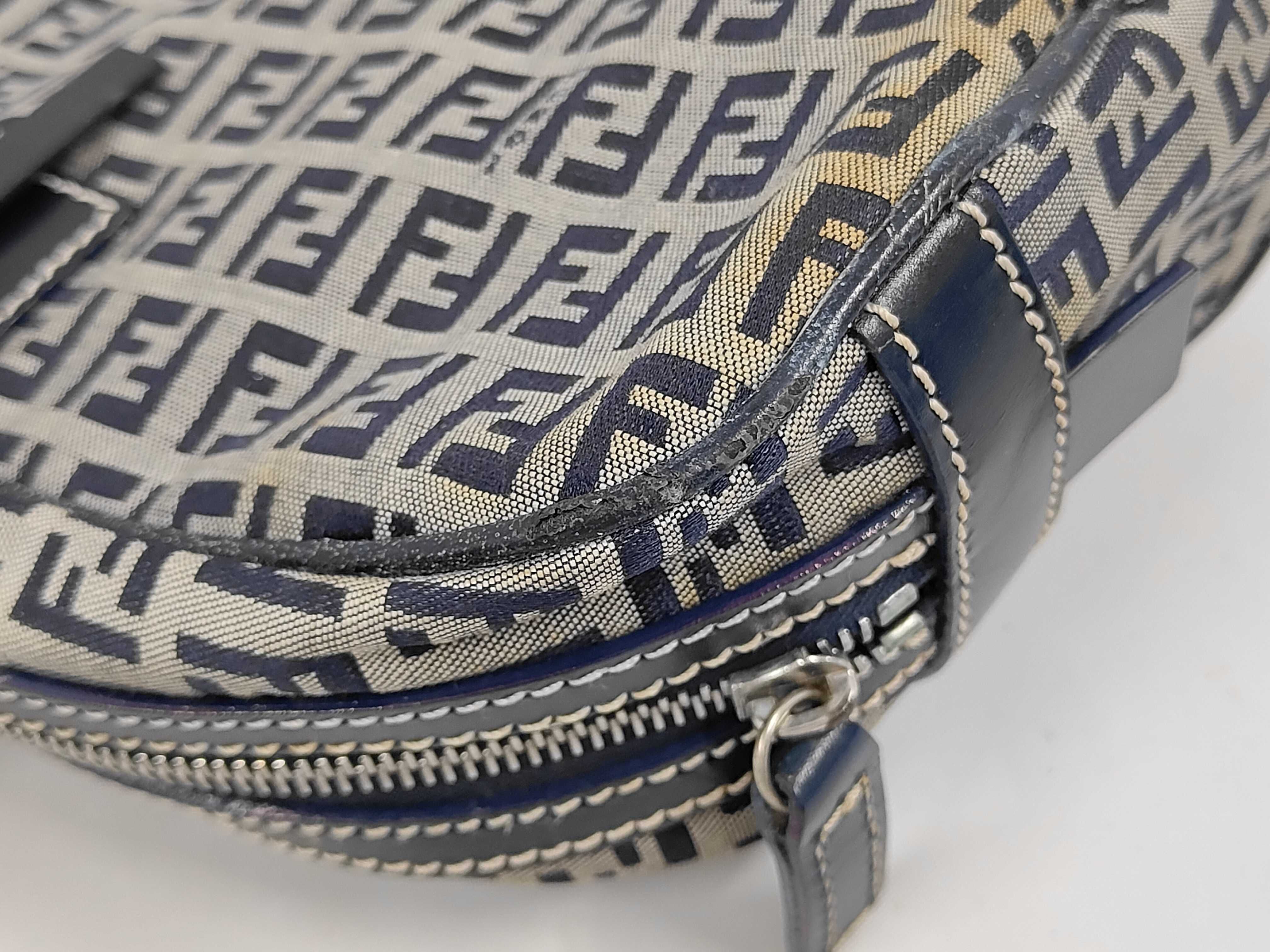 Zucchino Mini Boston Bag, Leather & Canvas, Gray Shoulder Bag — view 7