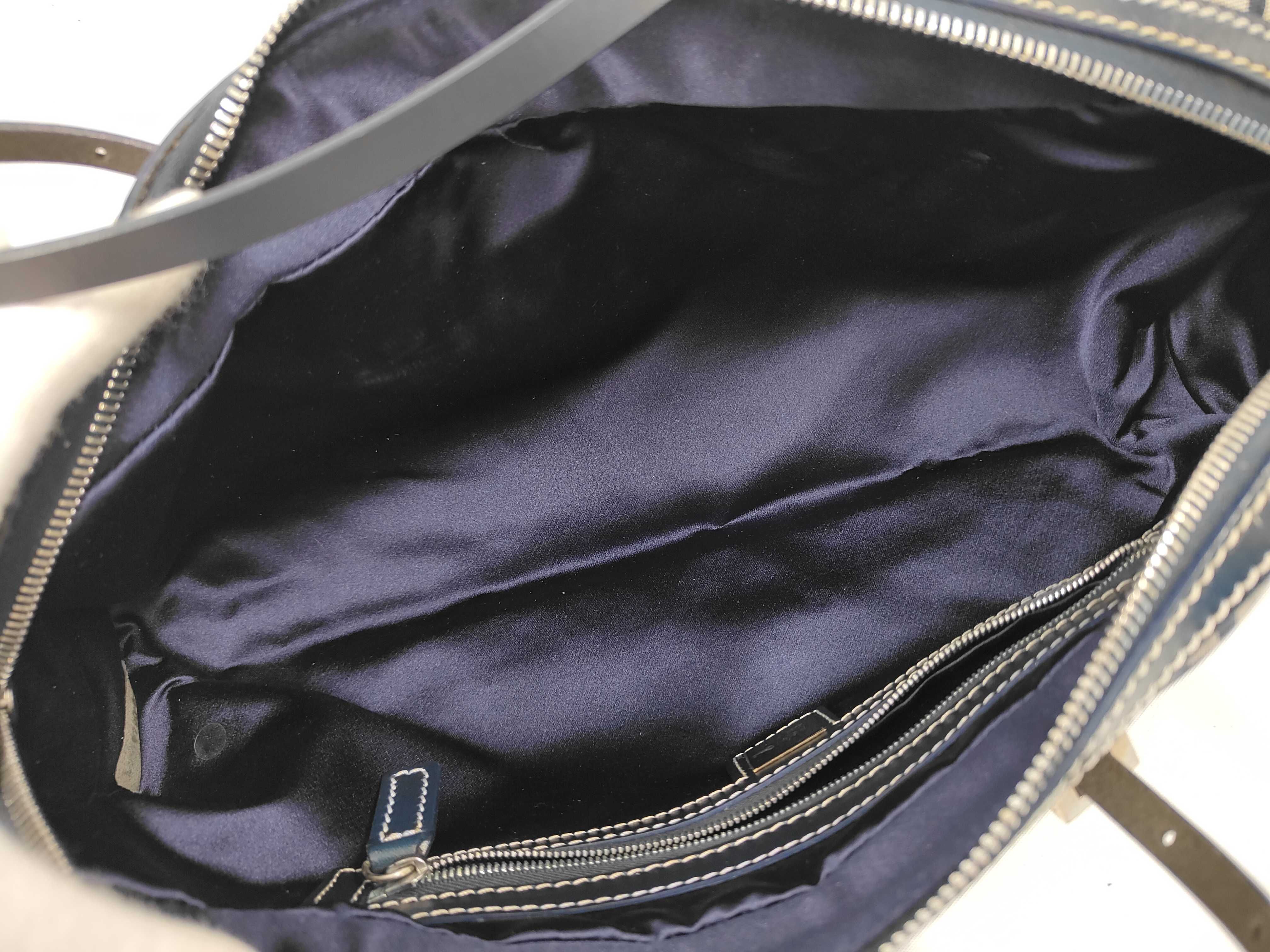 Zucchino Mini Boston Bag, Leather & Canvas, Gray Shoulder Bag — view 8