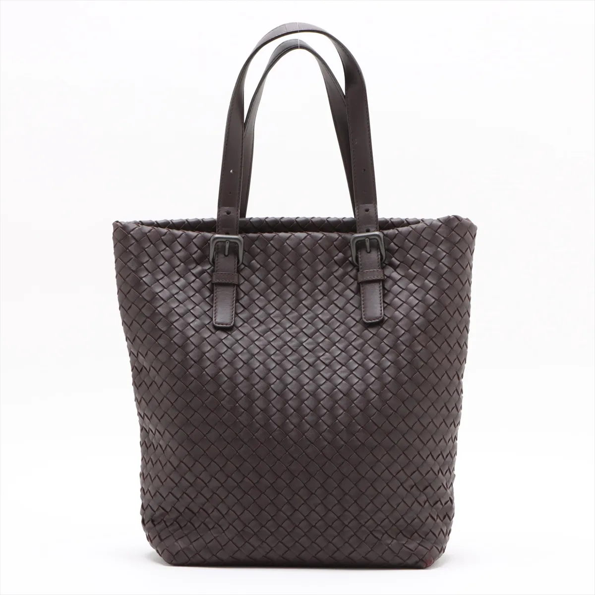 Intrecciato Leather Tote Bag Brown — view 2