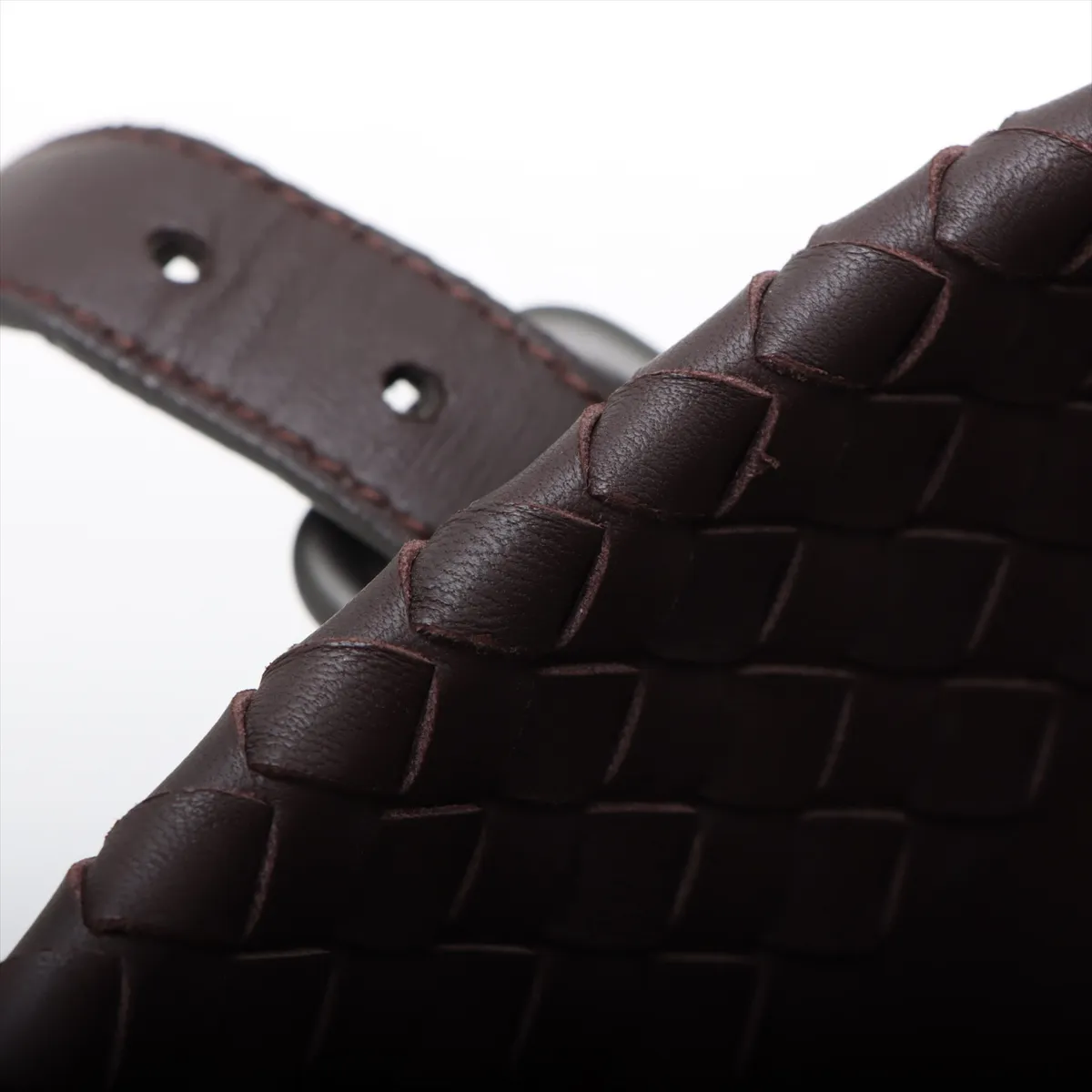 Intrecciato Leather Tote Bag Brown — view 11