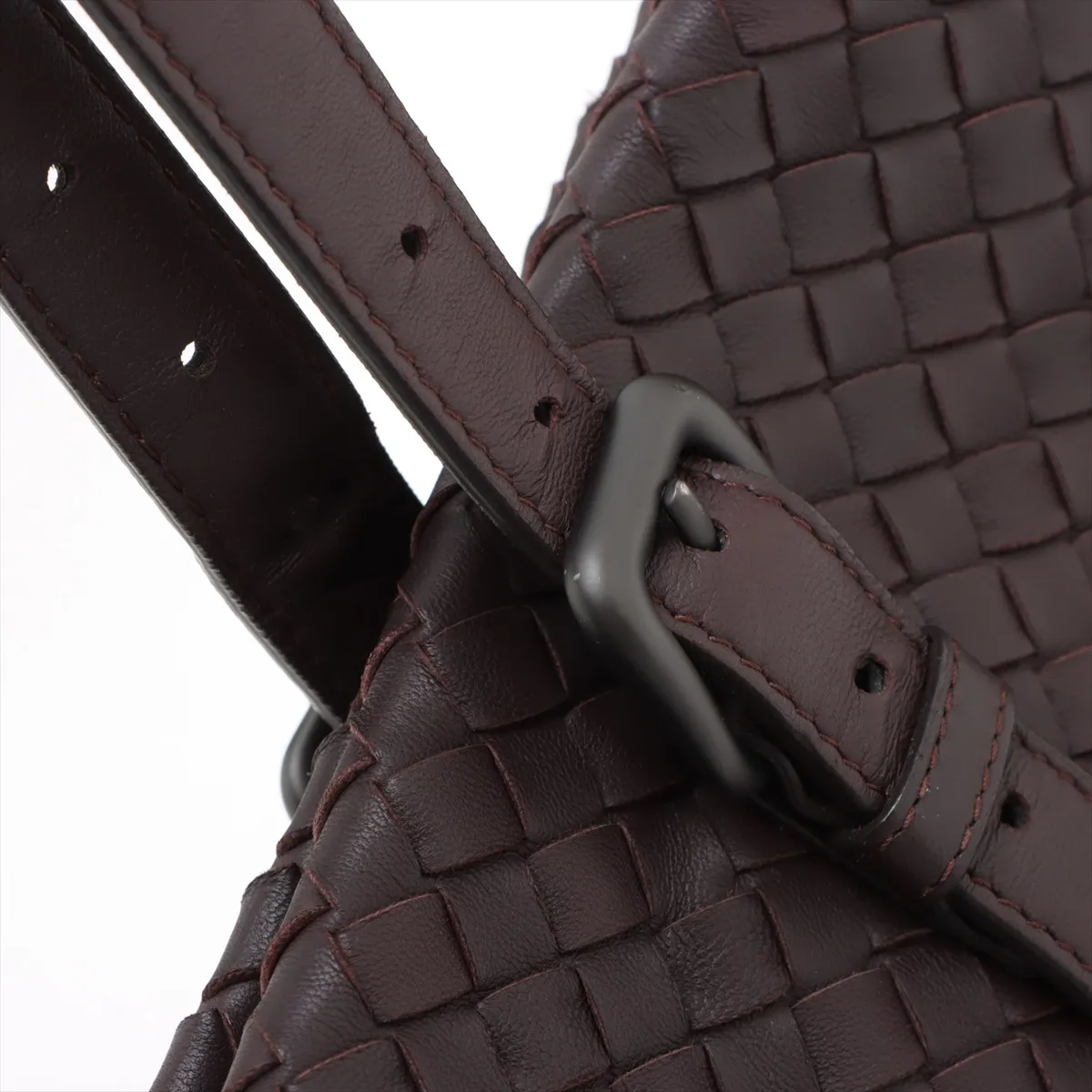 Intrecciato Leather Tote Bag Brown — view 13