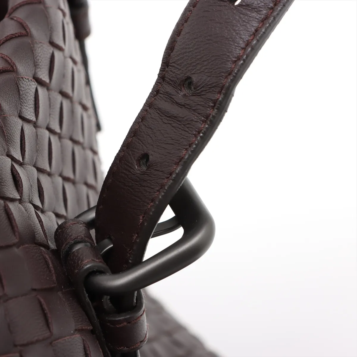 Intrecciato Leather Tote Bag Brown — view 14