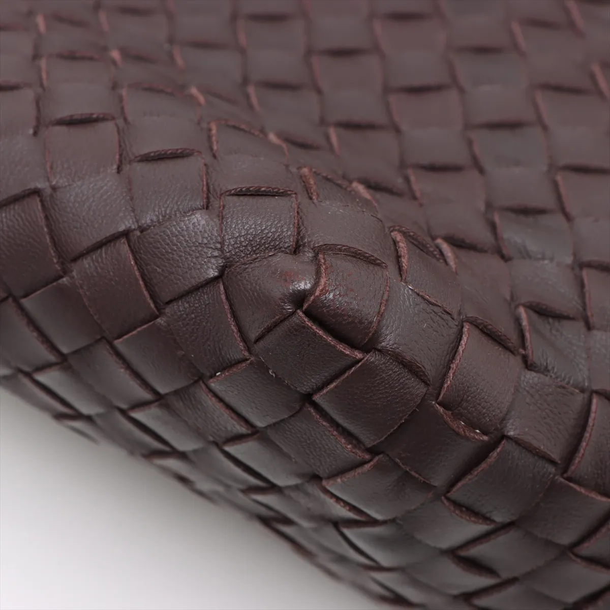 Intrecciato Leather Tote Bag Brown — view 15