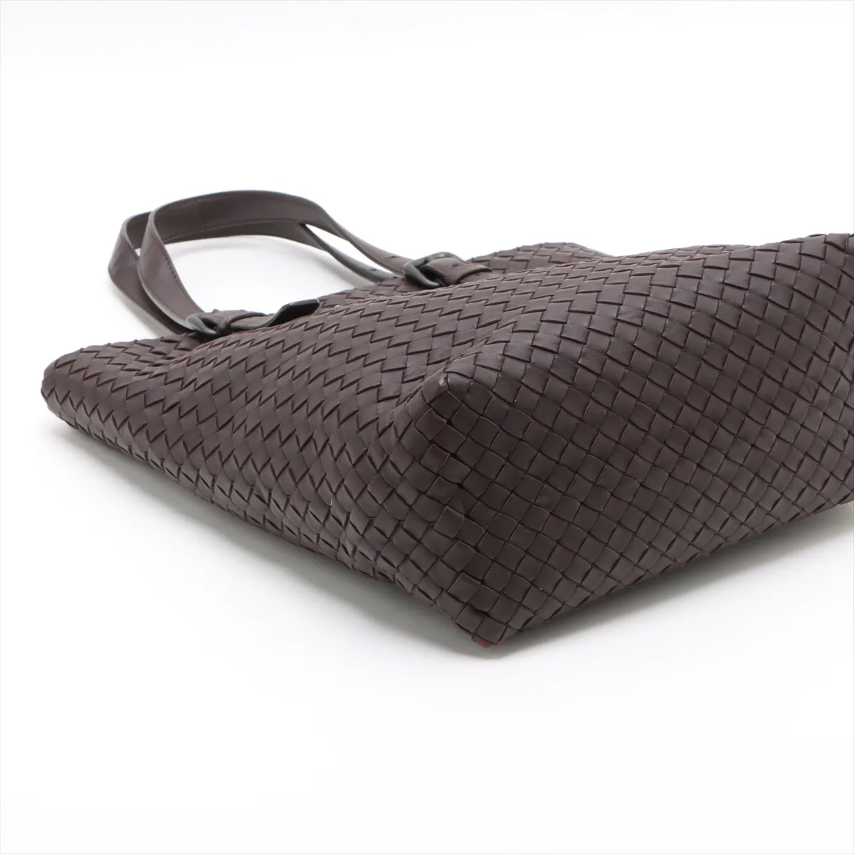 Intrecciato Leather Tote Bag Brown — view 4