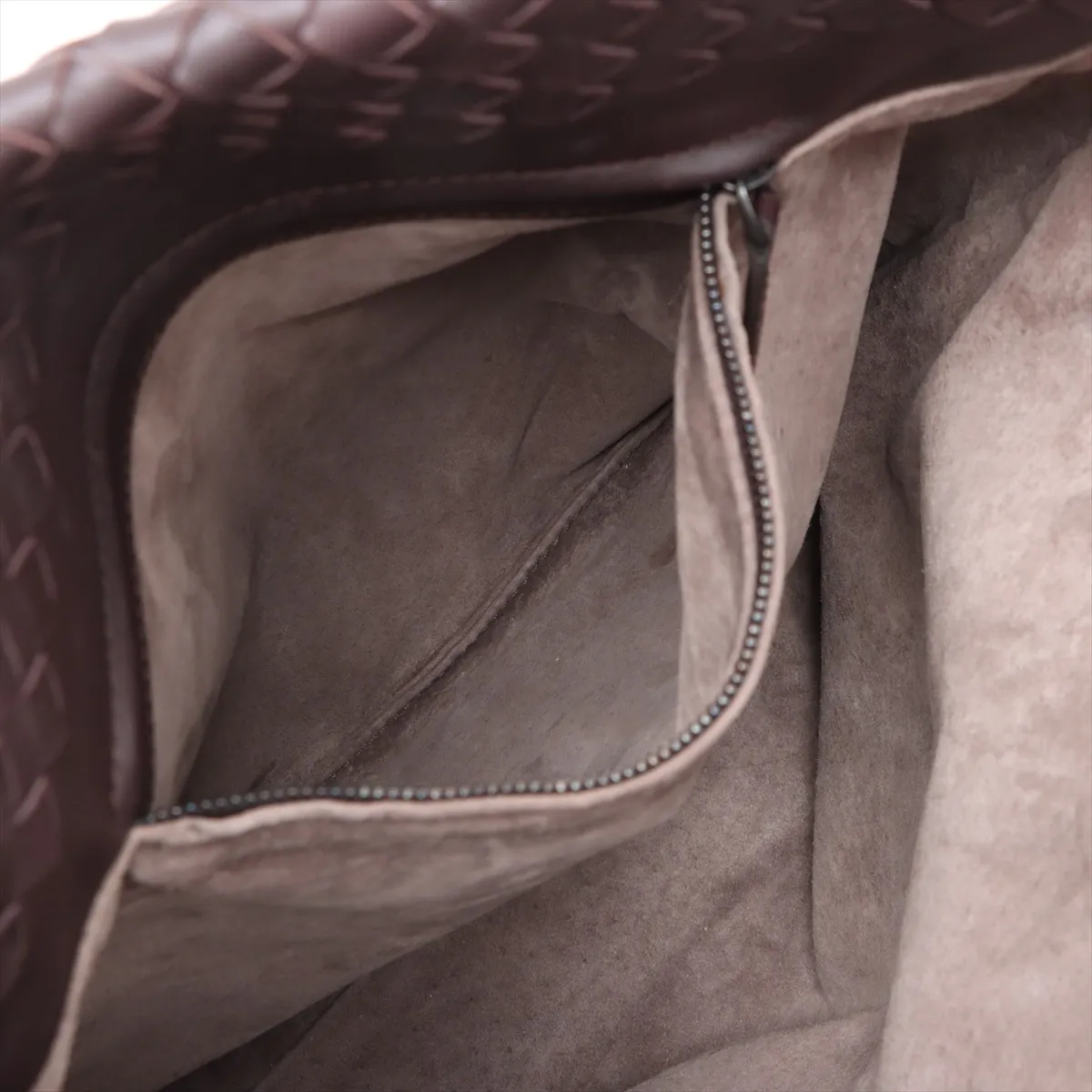 Intrecciato Leather Tote Bag Brown — view 8