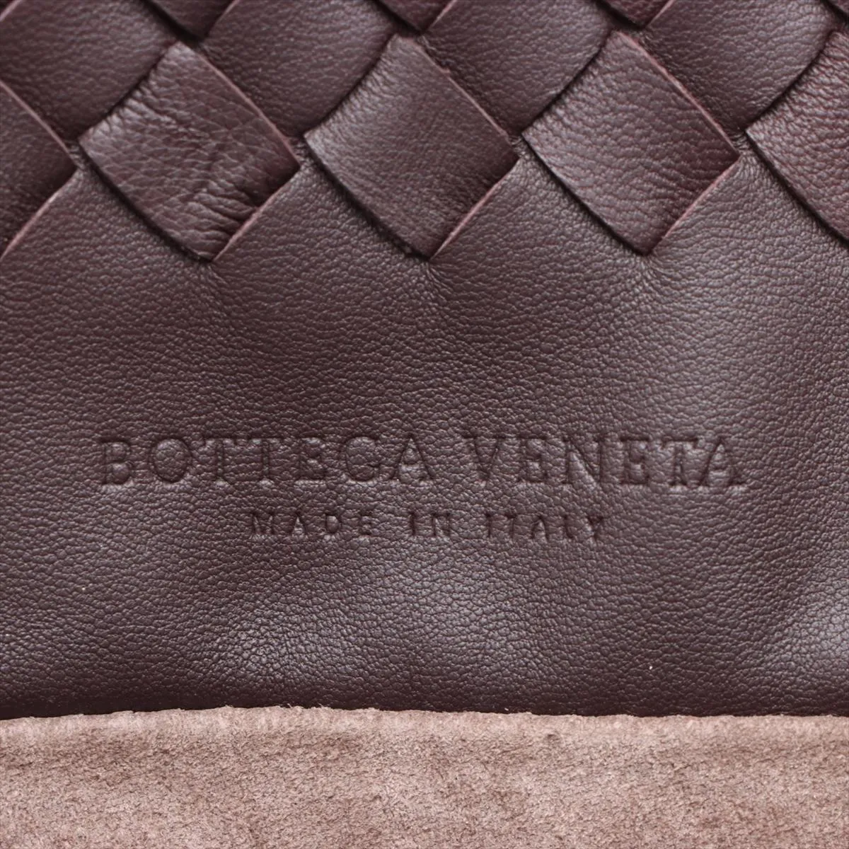 Intrecciato Leather Tote Bag Brown — view 10