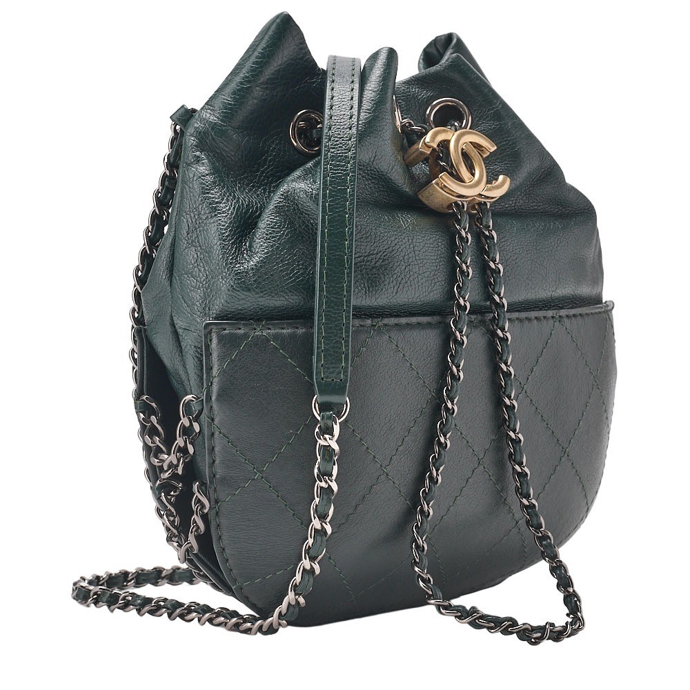 Calfskin Matelassé Coco Charm Drawstring Chain Shoulder Bag — view 3