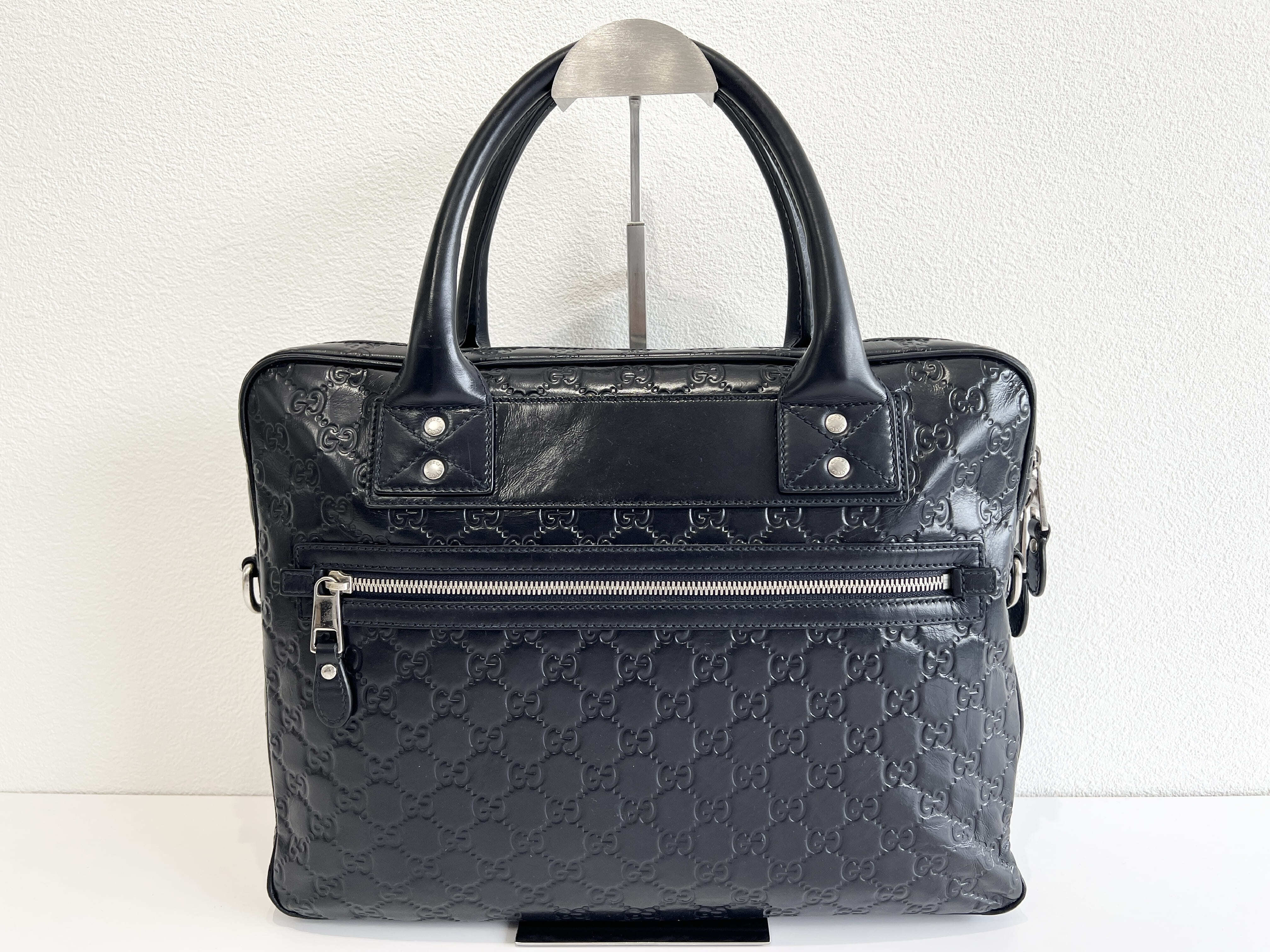 Guccissima Sherry Line Leather Embossed Briefcase Business Bag Handbag * Handbag — view 2