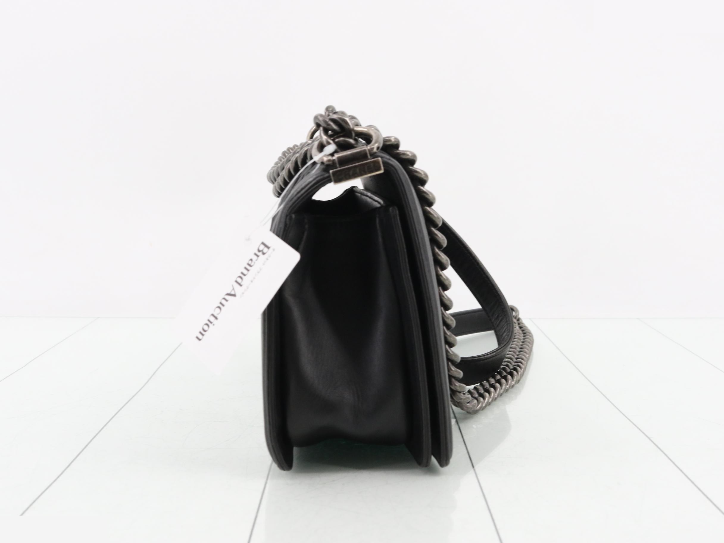Boy Chanel Leather Chain Shoulder Bag — view 4