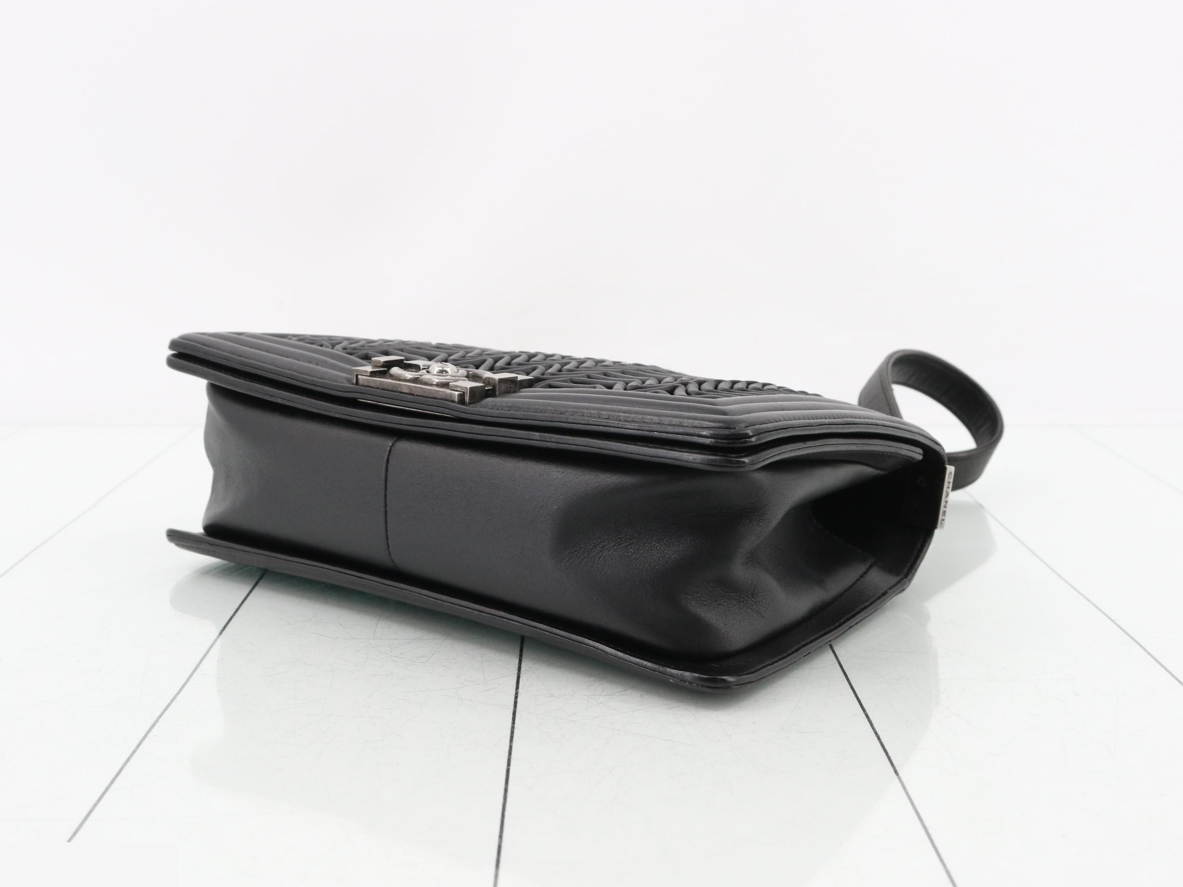 Boy Chanel Leather Chain Shoulder Bag — view 6
