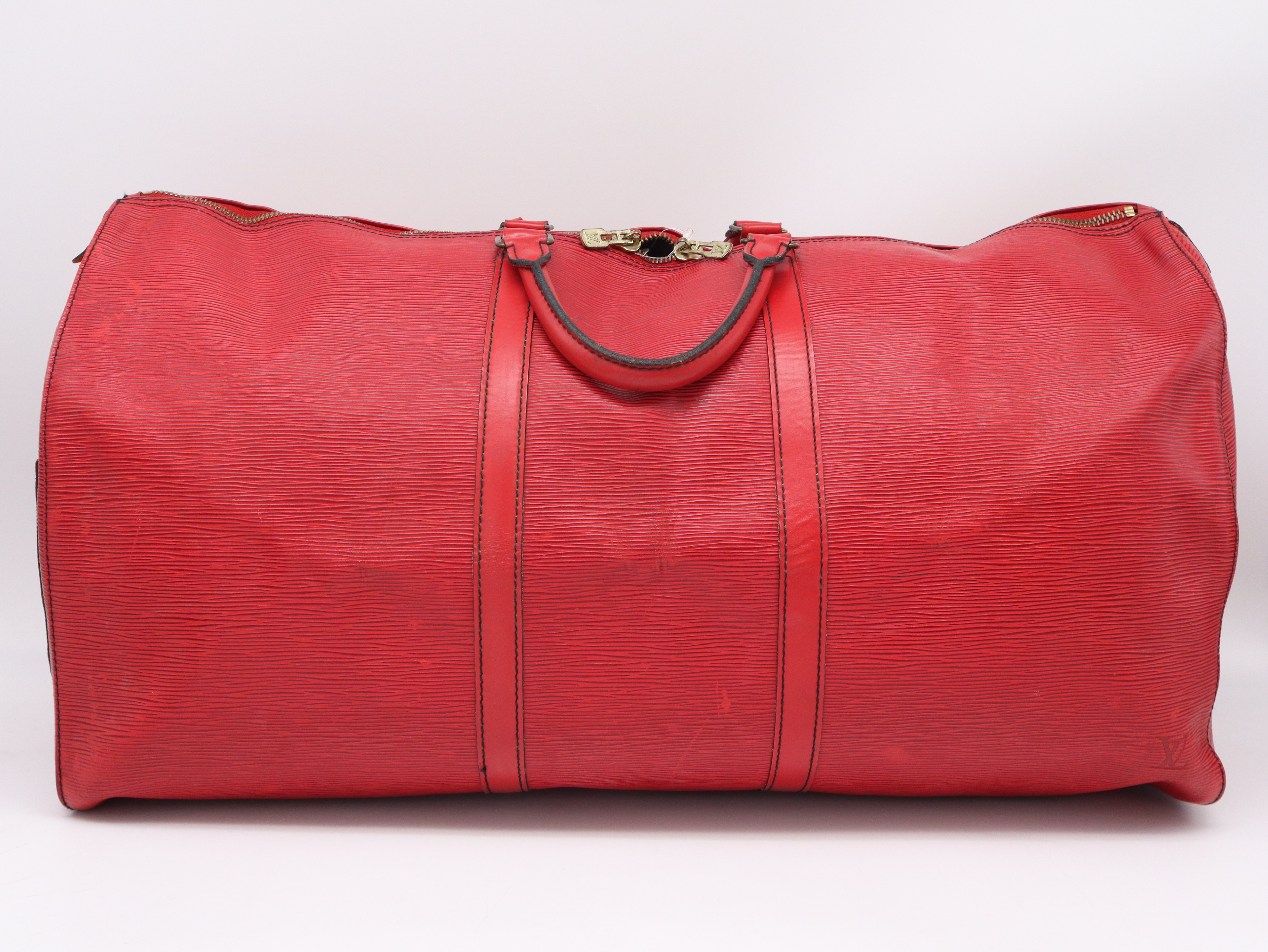 M42947 Epi Keepall 60 Castilian Red Boston Bag with Name Tag — view 2