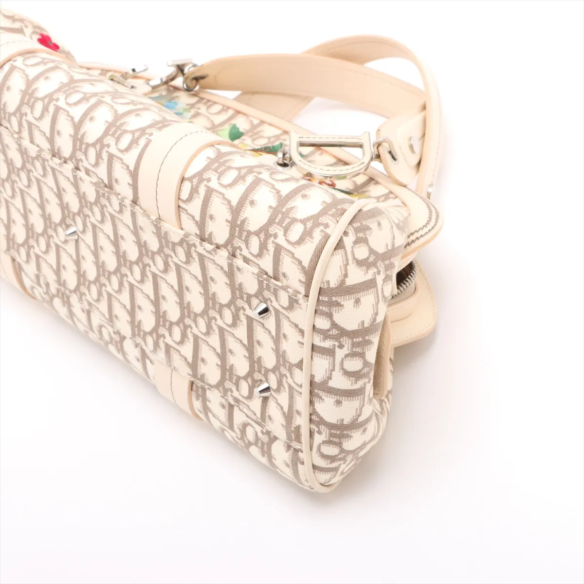 Trotter Canvas x Leather Handbag Beige x White — view 3