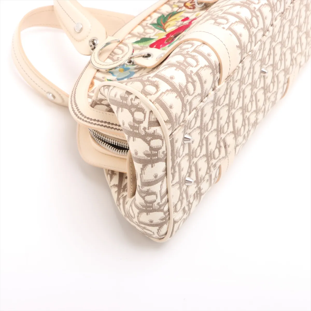 Trotter Canvas x Leather Handbag Beige x White — view 4