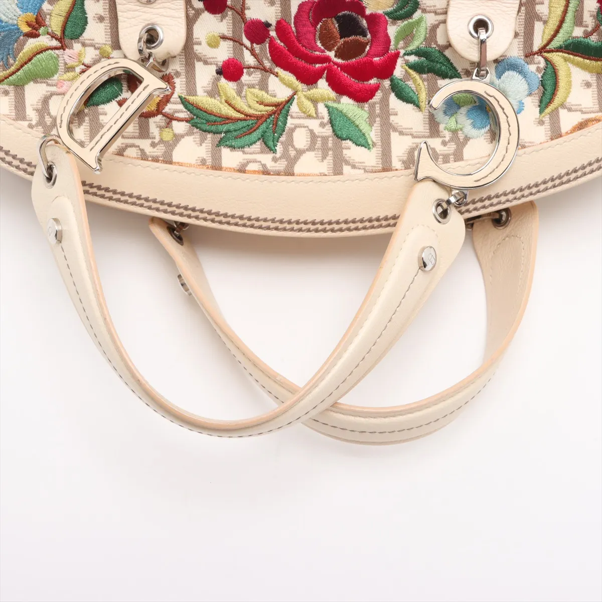 Trotter Canvas x Leather Handbag Beige x White — view 5