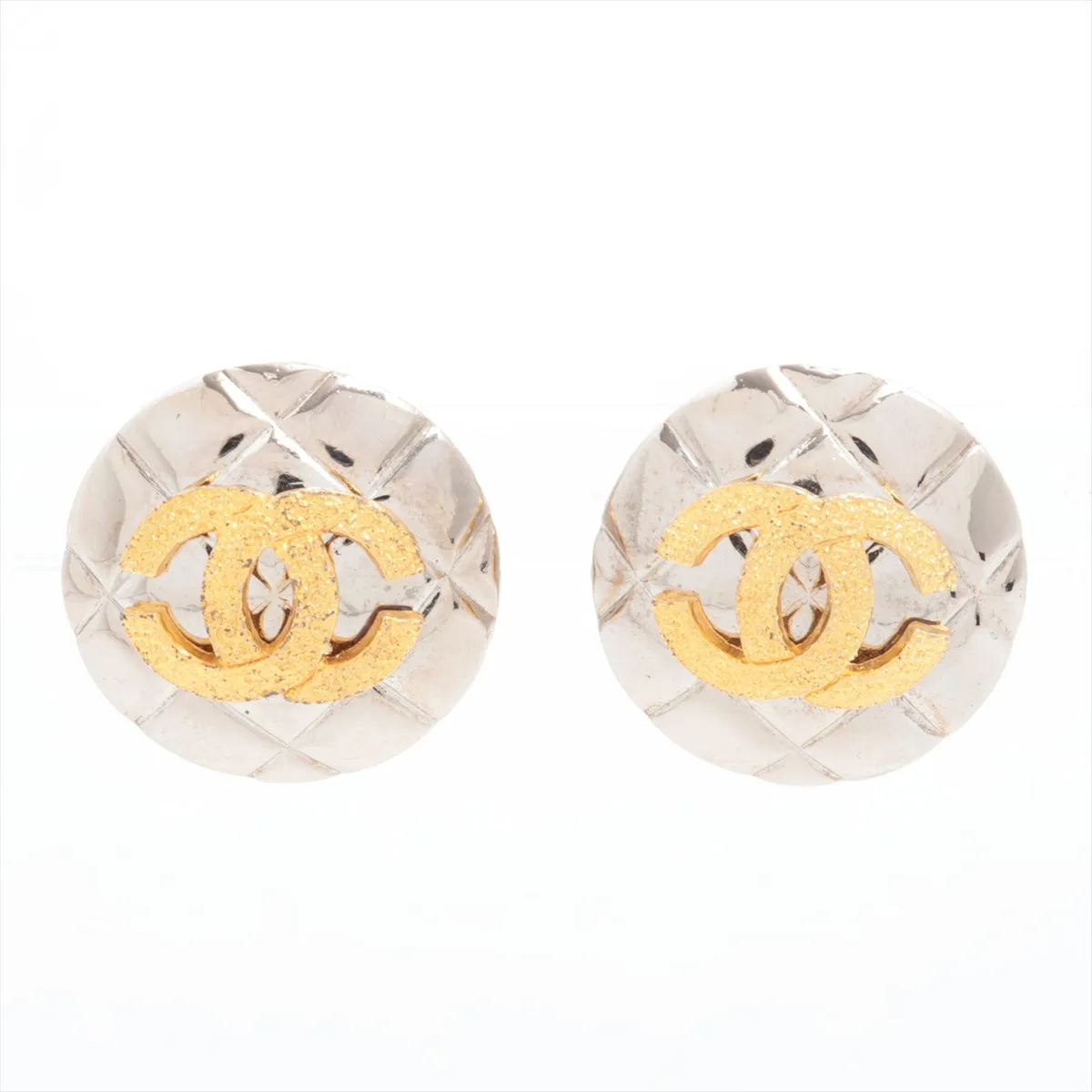 Coco Mark Matelassé Earrings (Pair) Metal Silver x Gold (Dents,