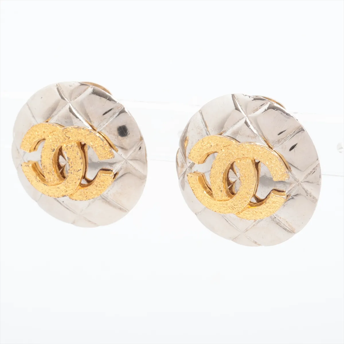 Coco Mark Matelassé Earrings (Pair) Metal Silver x Gold (Dents, — view 3