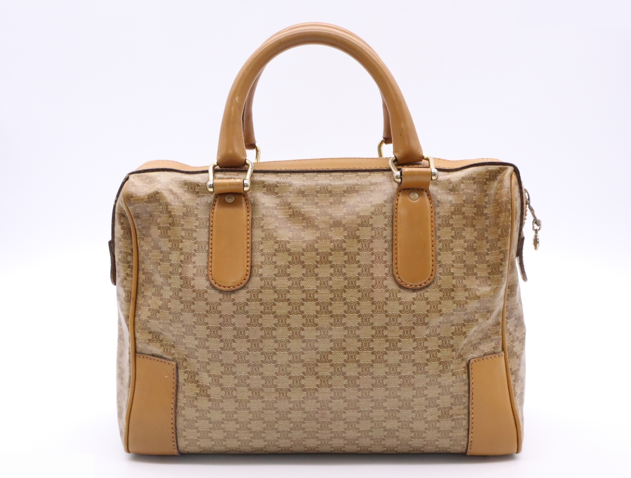 Leather Macadam Mini Boston Bag, Beige/Brown — view 2