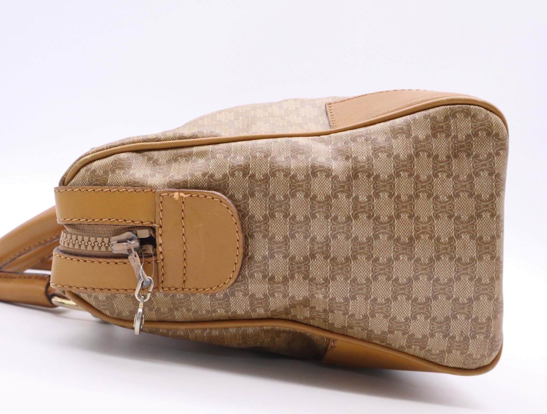 Leather Macadam Mini Boston Bag, Beige/Brown — view 3