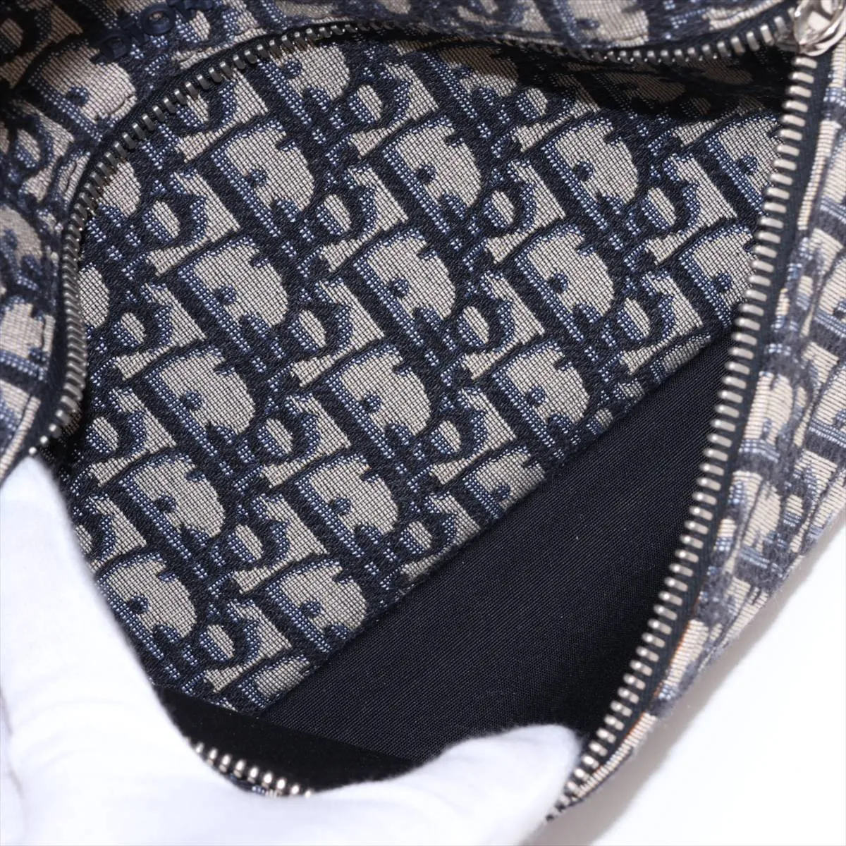 Oblique Canvas x Leather Backpack/Rucksack Navy x Black — view 9