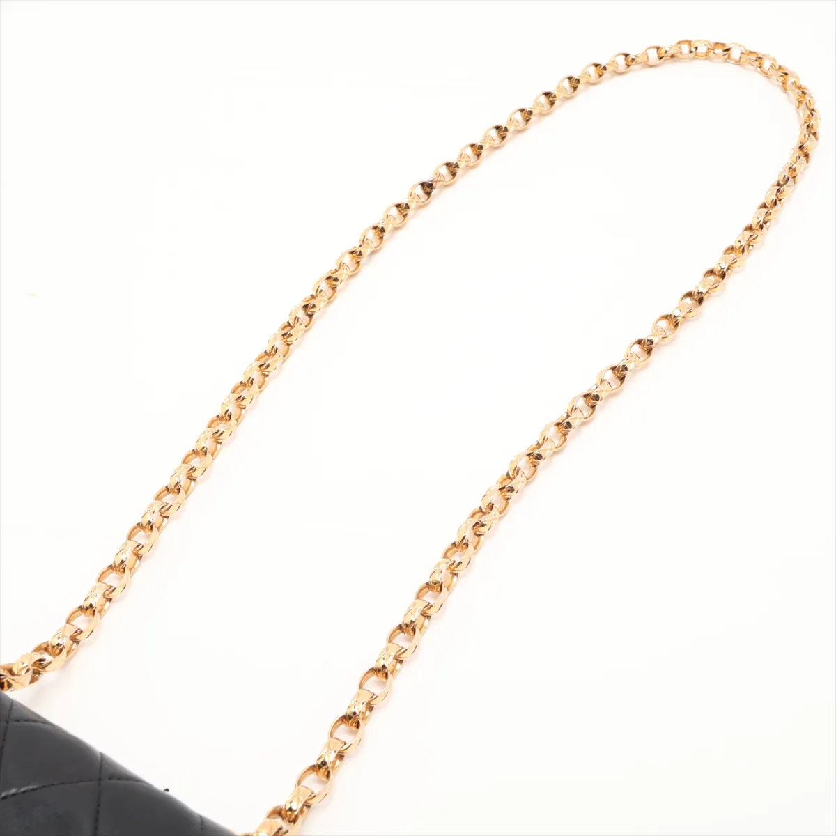 Matelassé Lambskin Single Flap Single Chain Bag, Black with Gold Hardware, No Seal — view 5