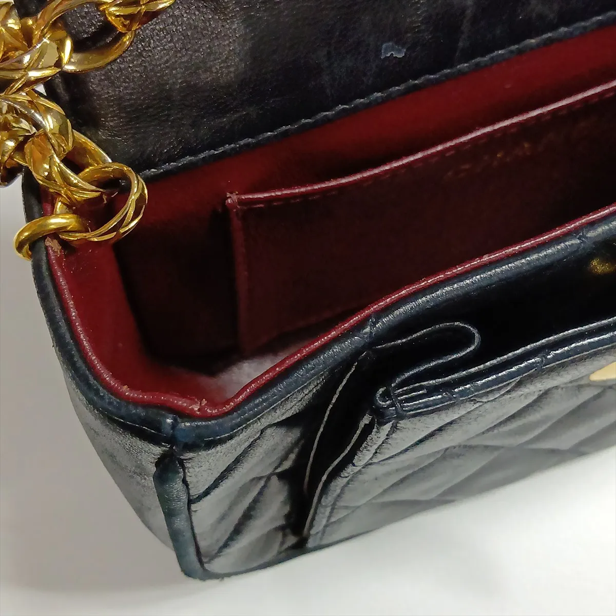 Matelassé Lambskin Single Flap Single Chain Bag, Black with Gold Hardware, No Seal — view 10