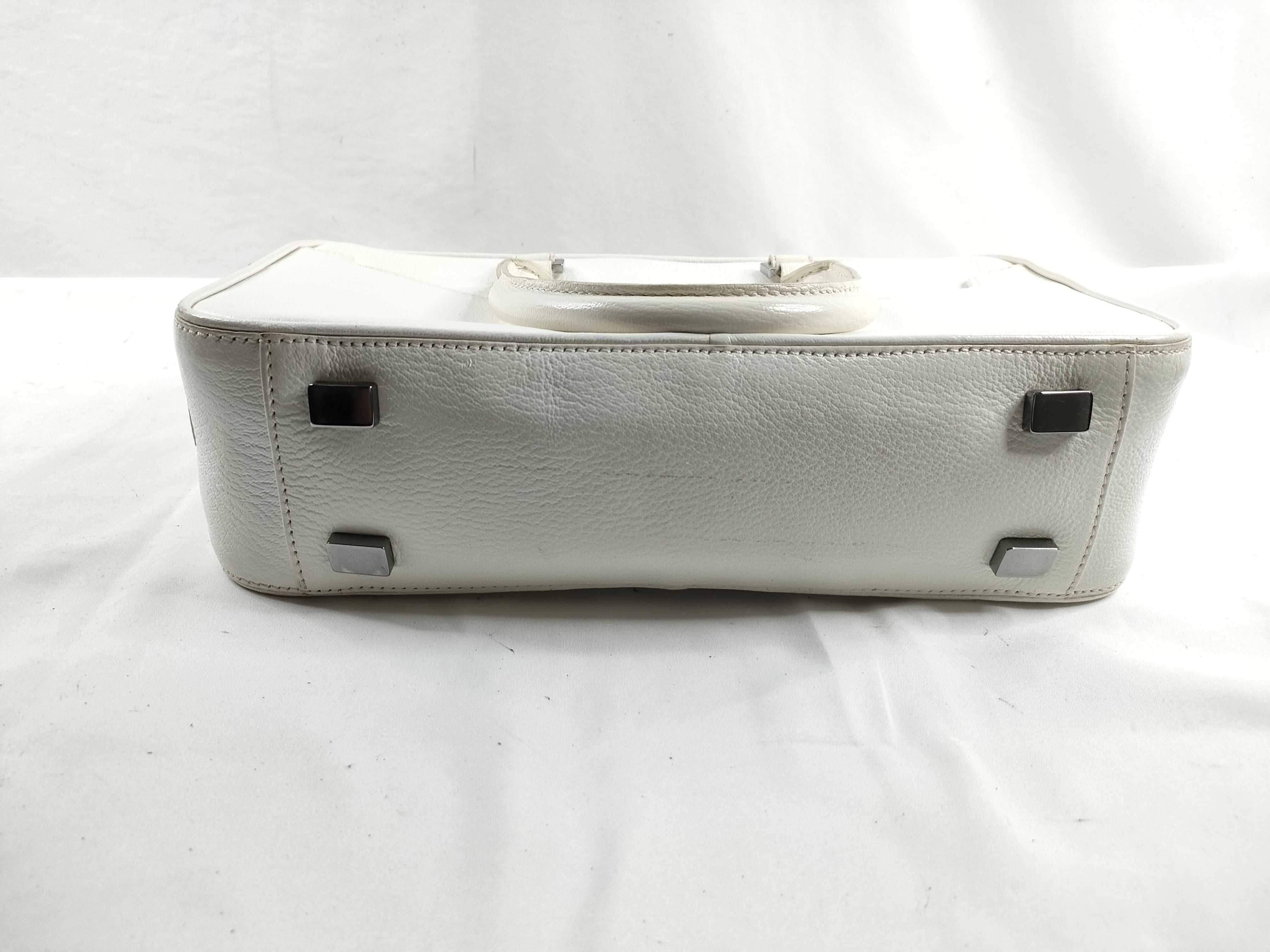 Triomphe Mini Boston Bag, White Handbag — view 4