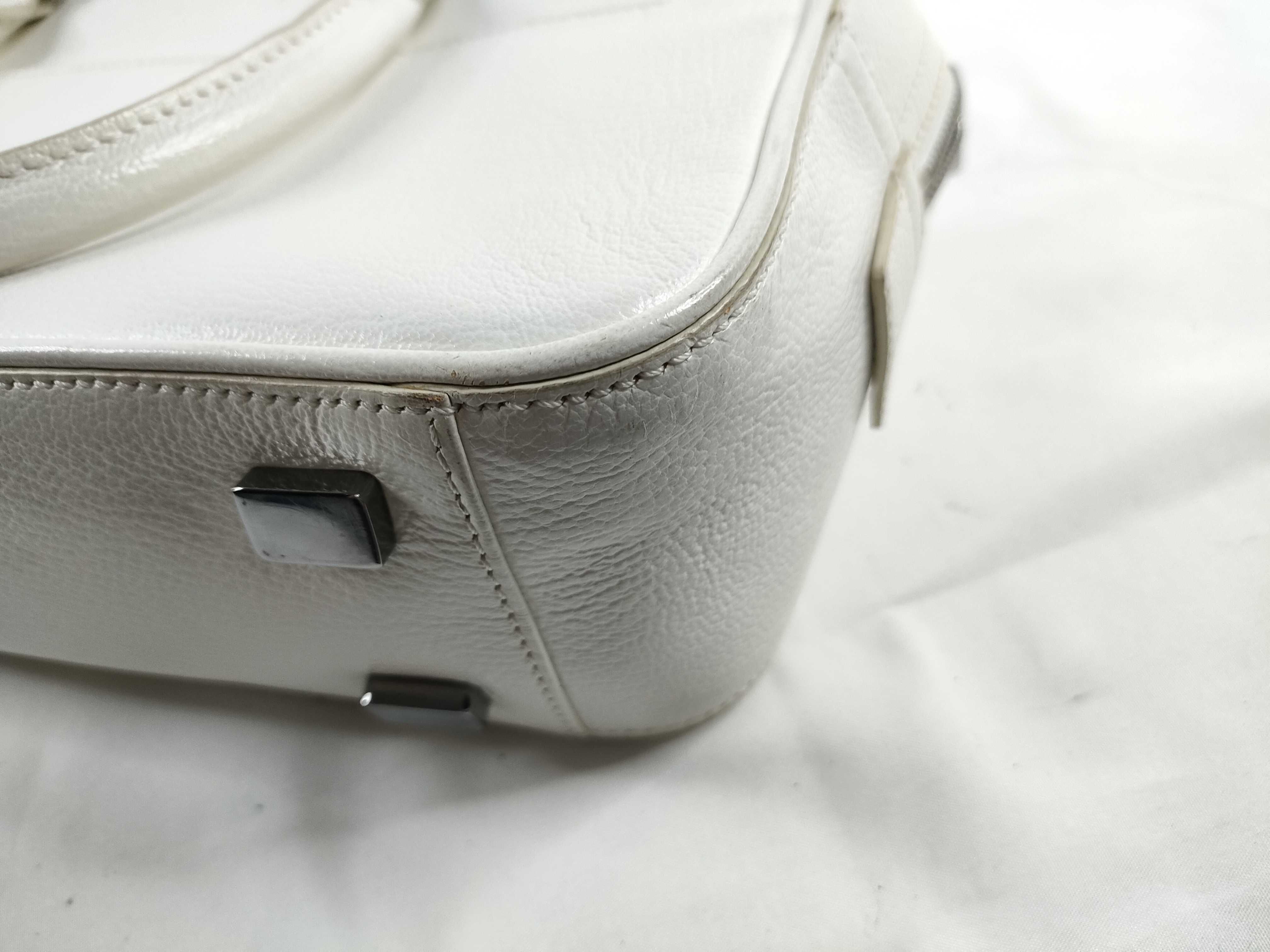 Triomphe Mini Boston Bag, White Handbag — view 5