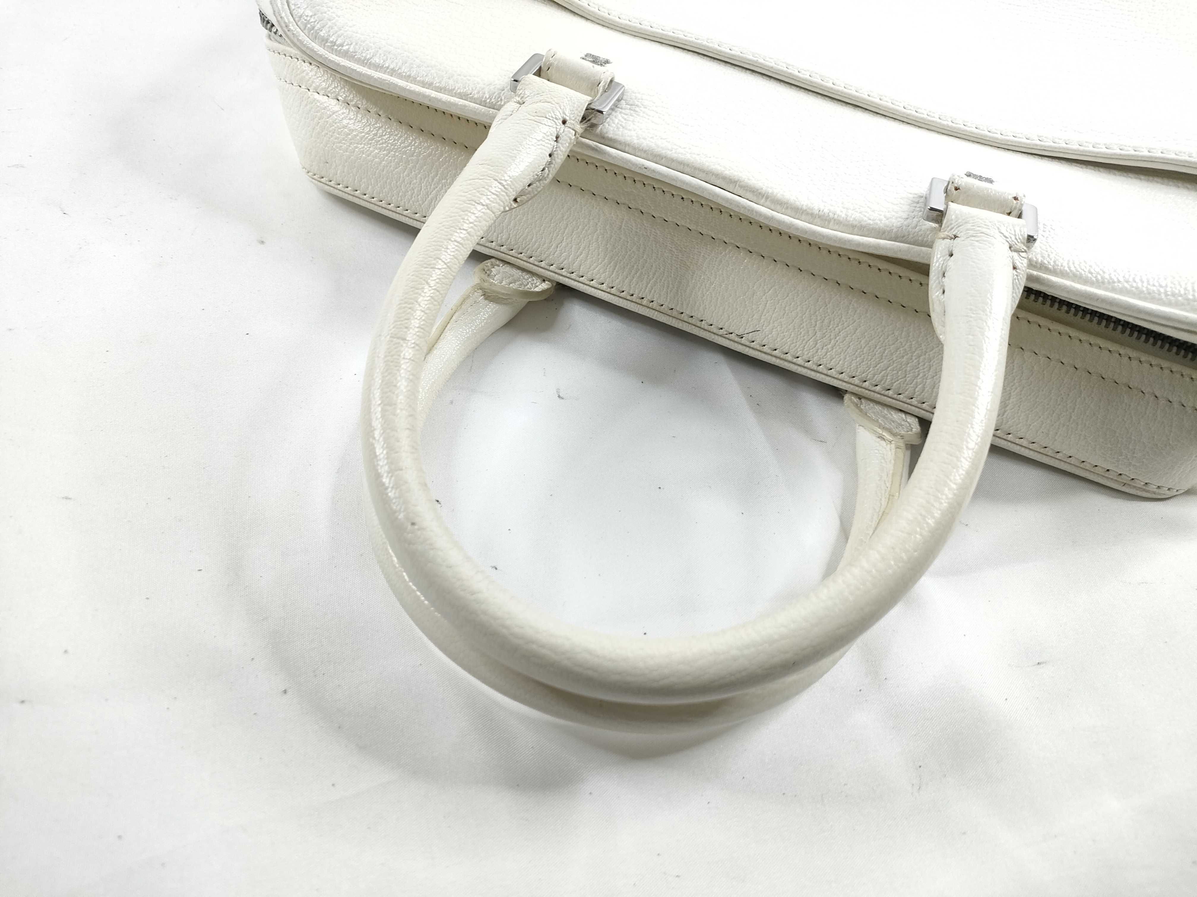 Triomphe Mini Boston Bag, White Handbag — view 6
