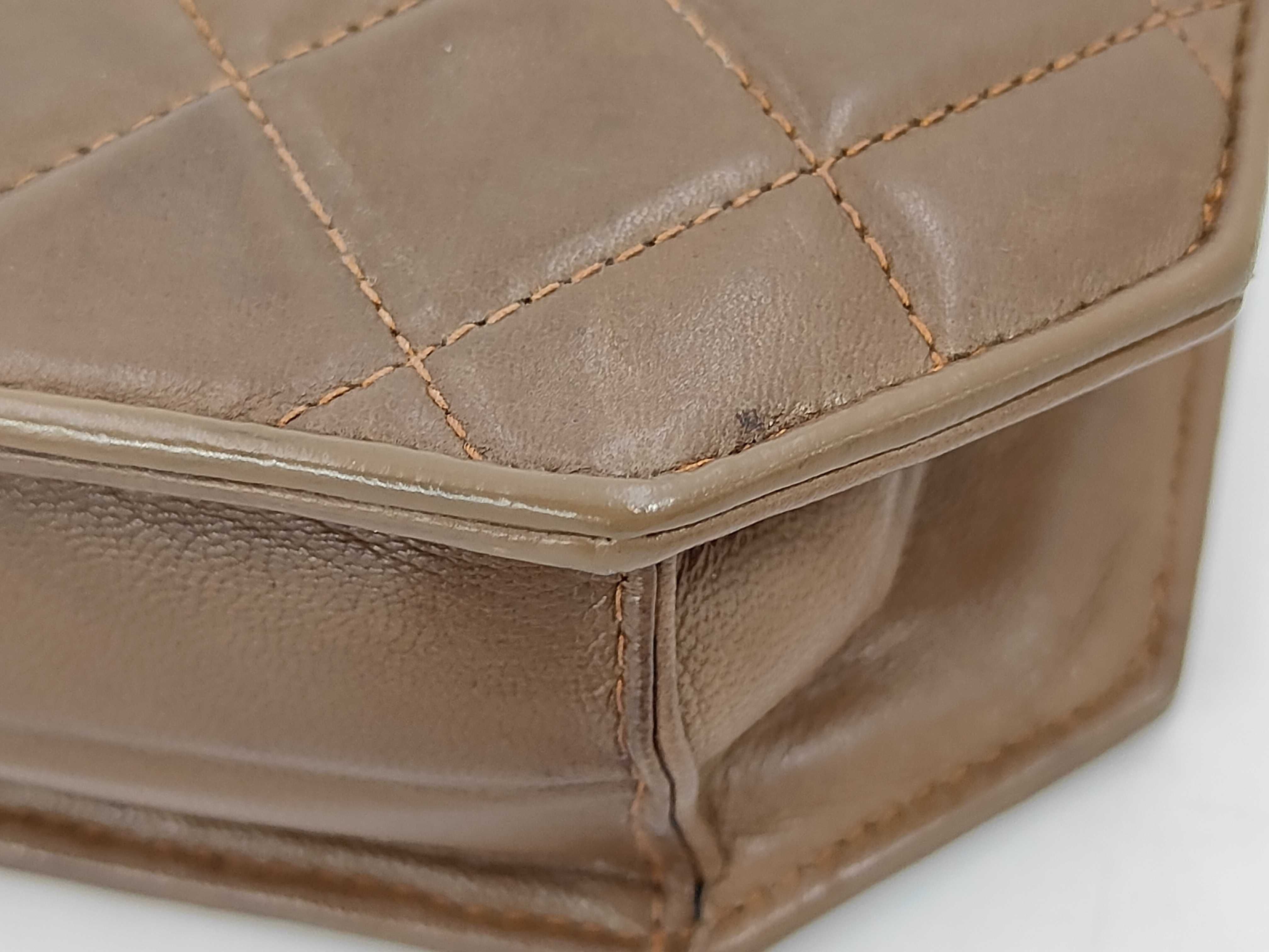 Matelassé Hexagonal Chain Shoulder Bag, Brown Shoulder Bag — view 4