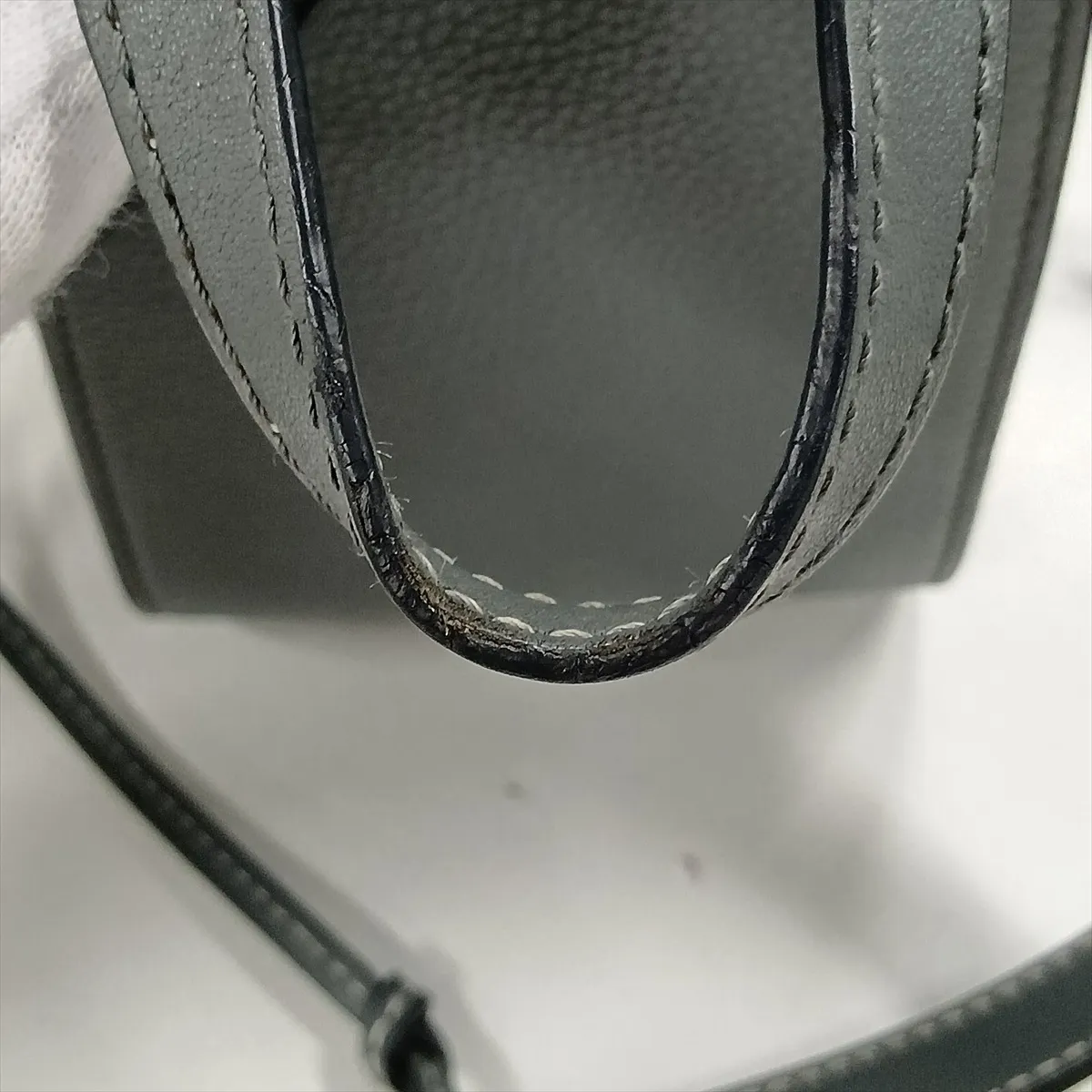 Hammock Drawstring Mini Leather 2-Way Handbag, Gray — view 13