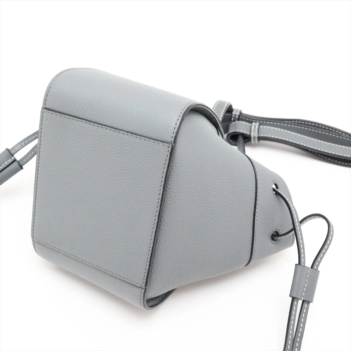 Hammock Drawstring Mini Leather 2-Way Handbag, Gray — view 3
