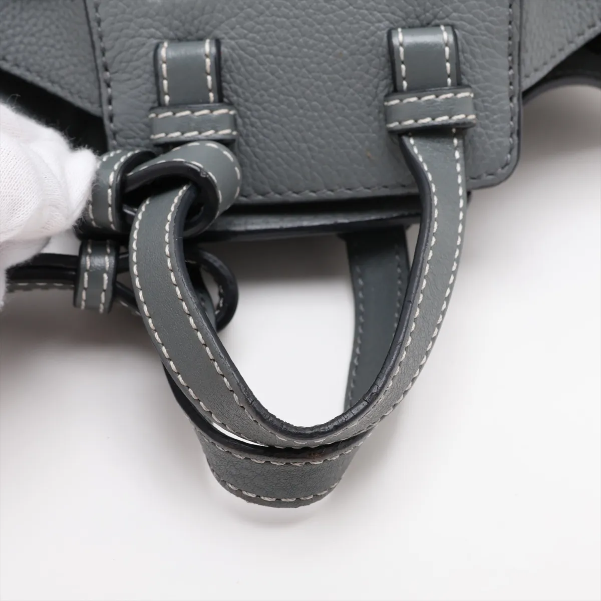 Hammock Drawstring Mini Leather 2-Way Handbag, Gray — view 5